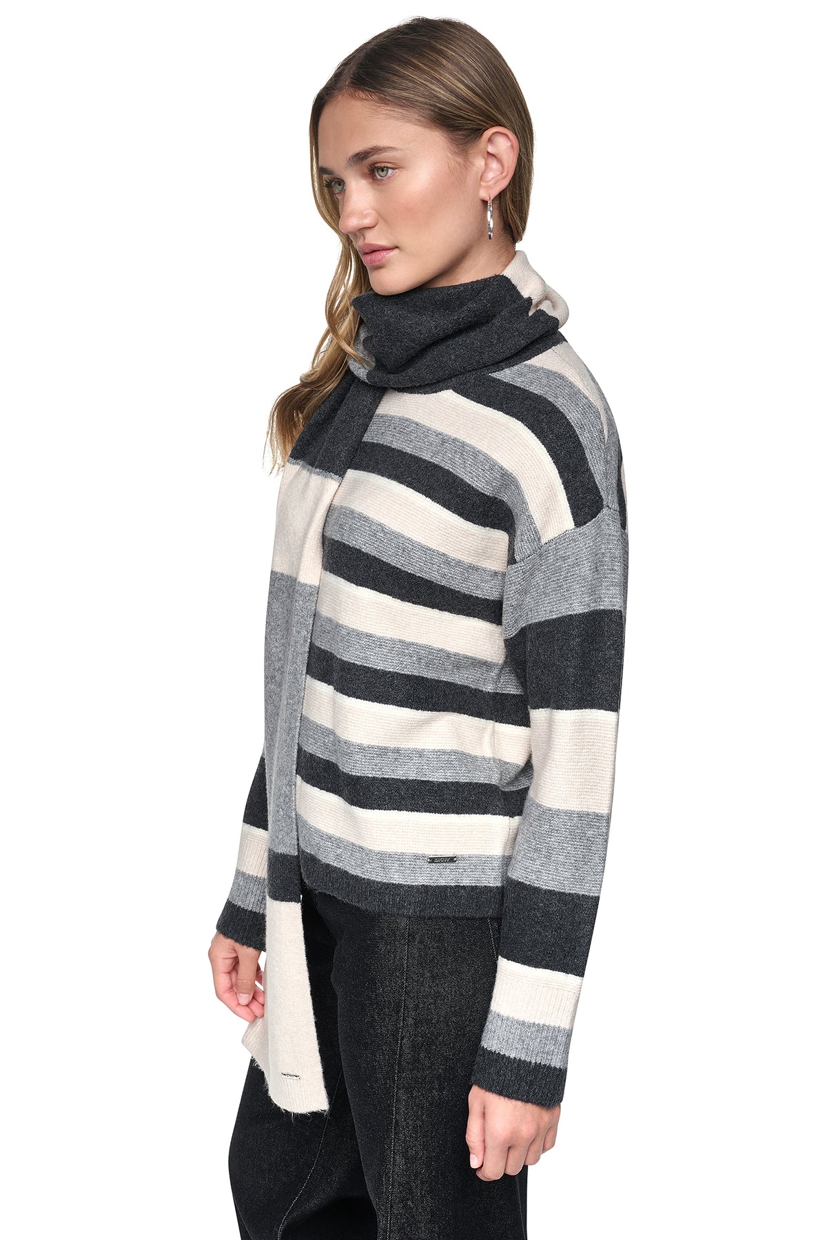 STRIPED SWEATER WITH SCARF VIEW 2