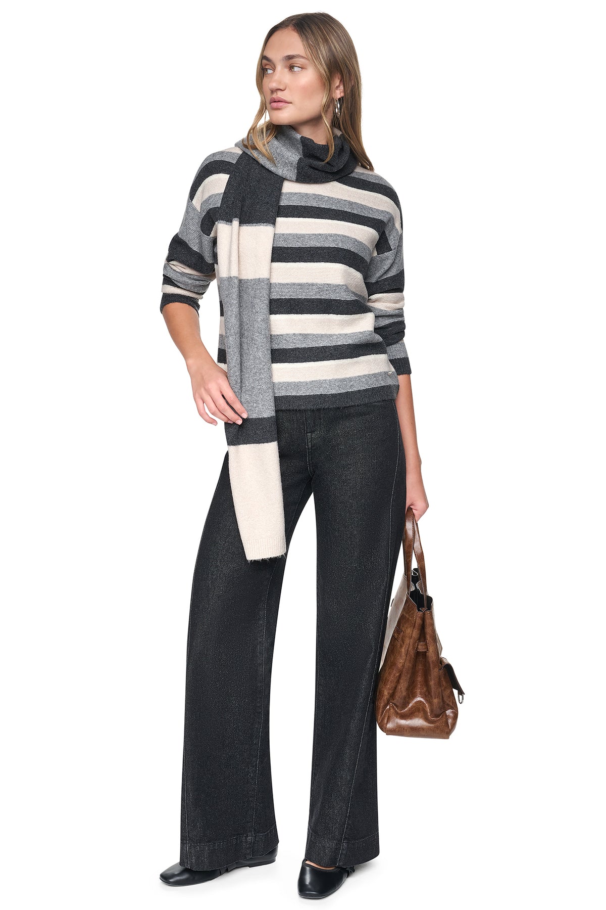 STRIPED SWEATER WITH SCARF VIEW 2