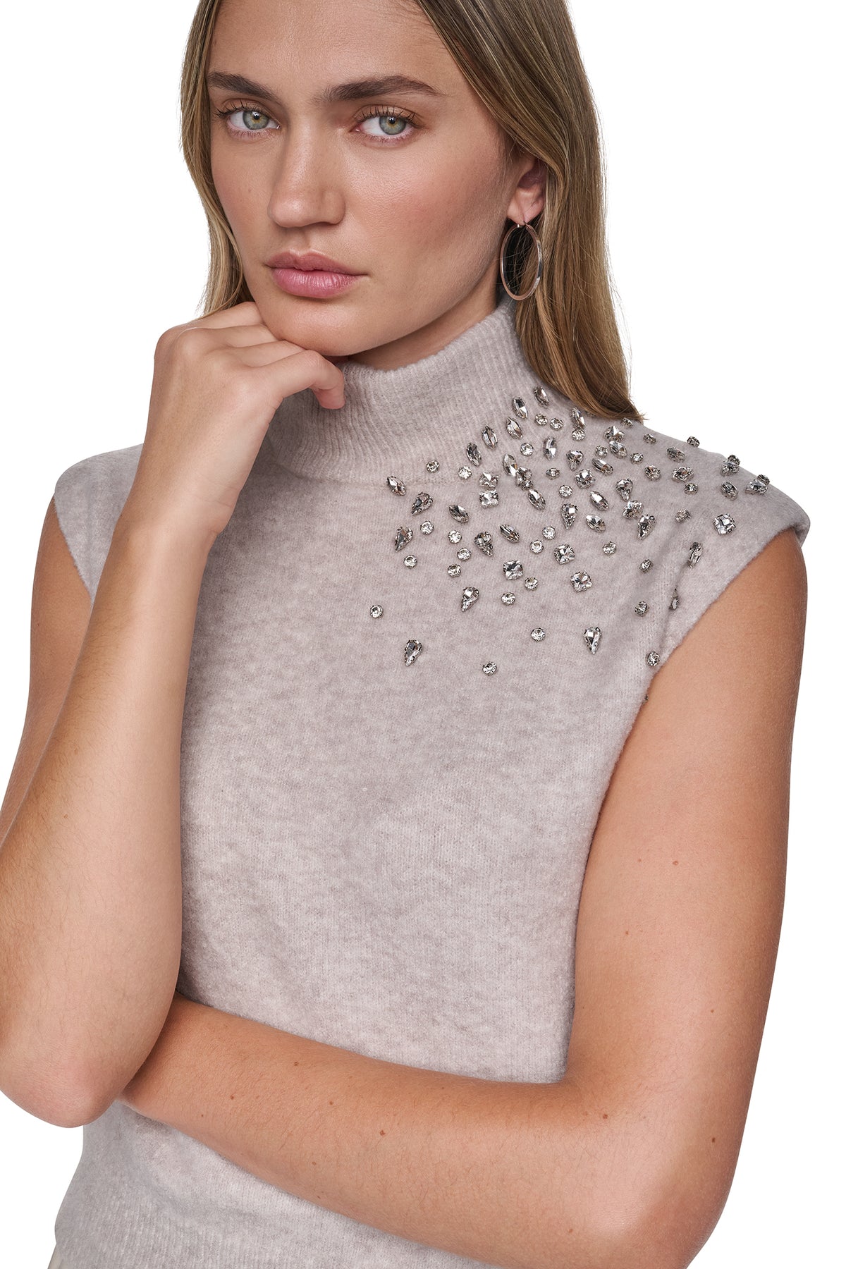 EXTENDED SHOULDER MOCK NECK SWEATER VIEW 2