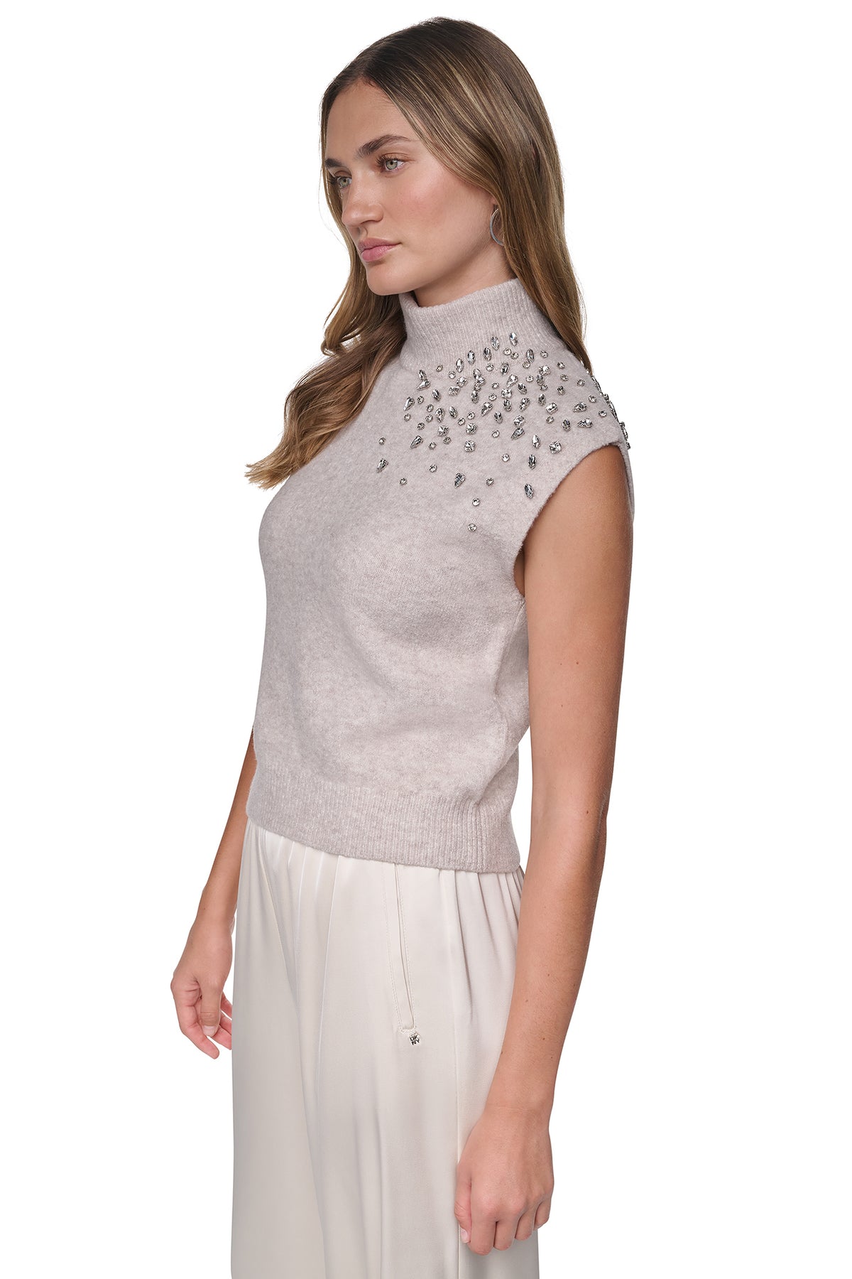 EXTENDED SHOULDER MOCK NECK SWEATER VIEW 2
