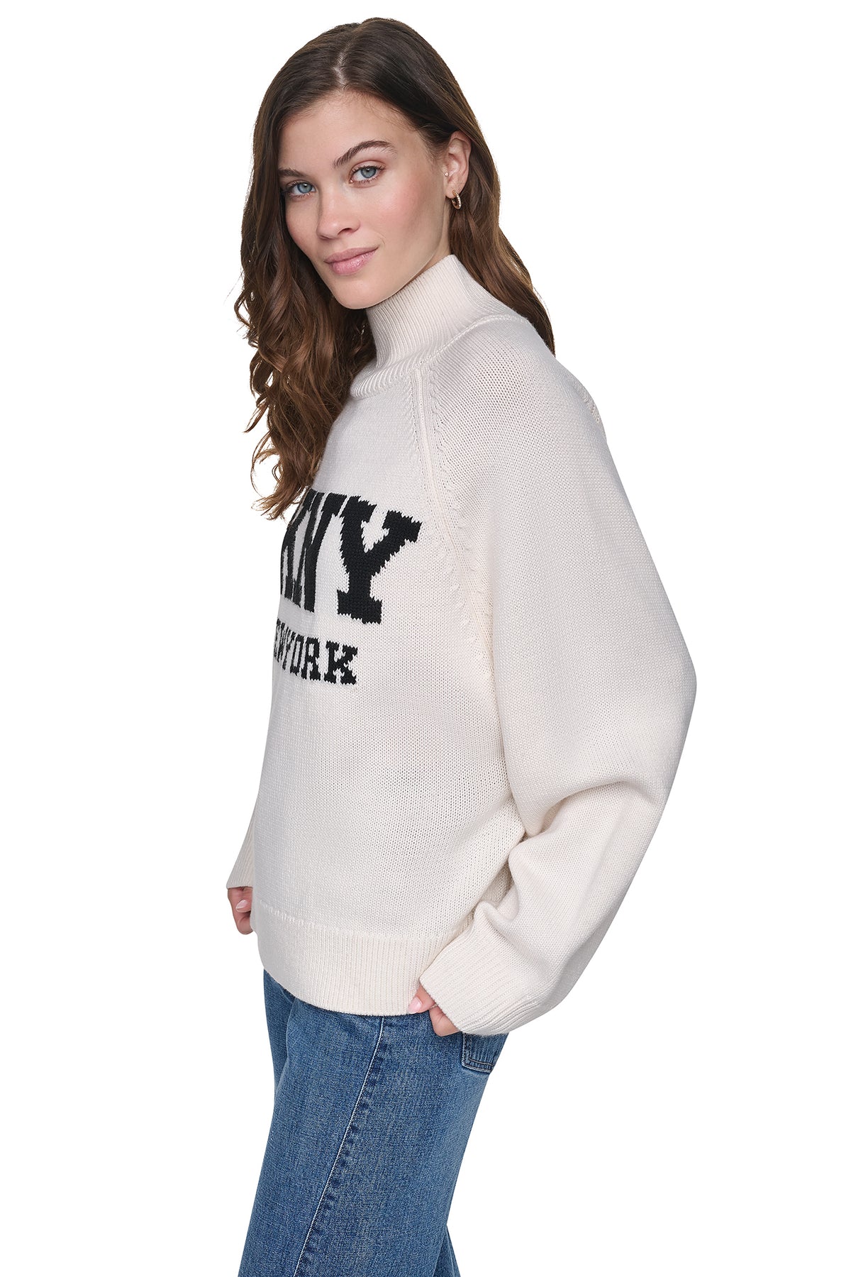 OVERSIZED MOCK NECK LOGO SWEATER VIEW 2