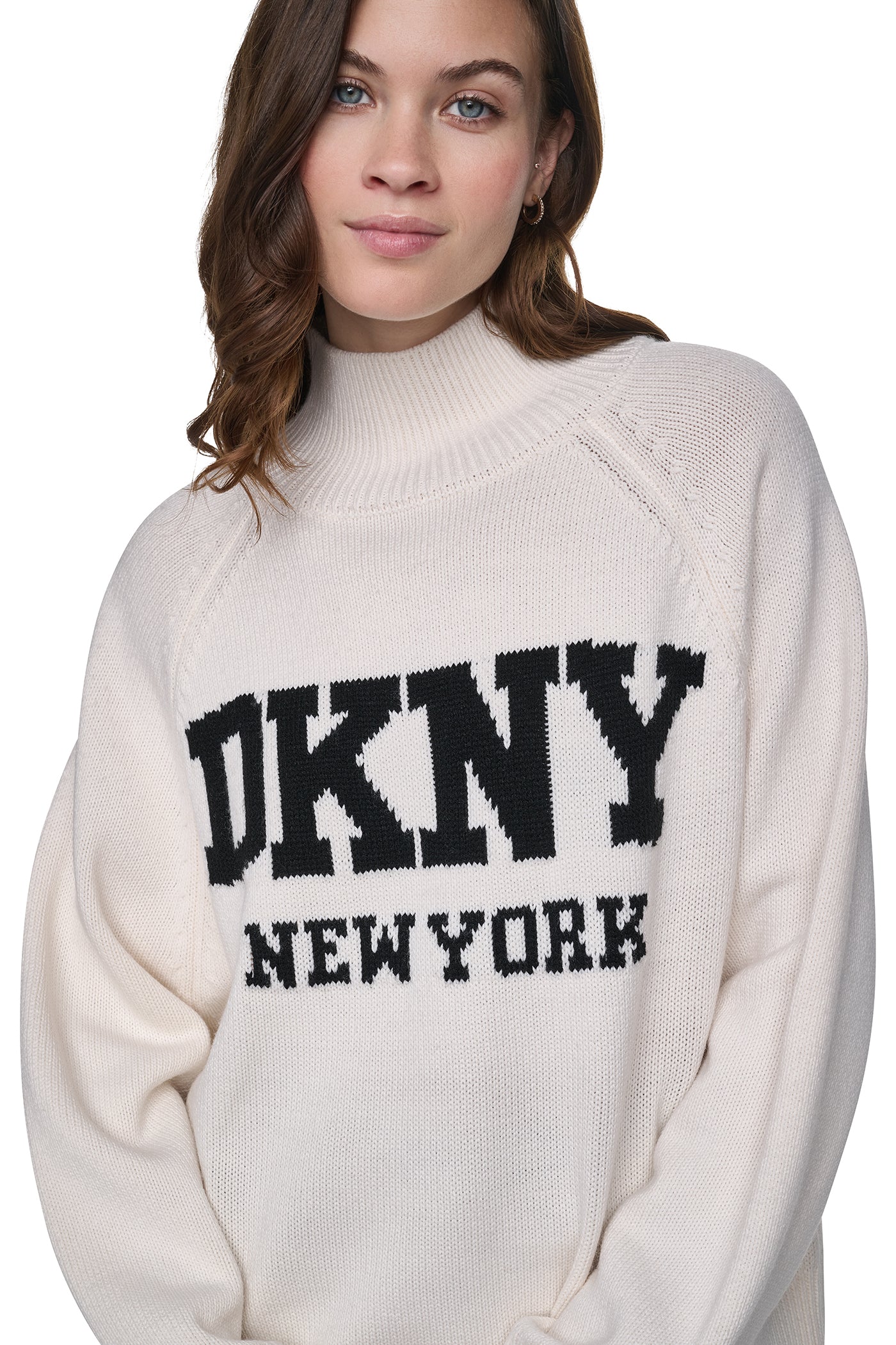 Oversized Mock Neck Logo Sweater | DKNY