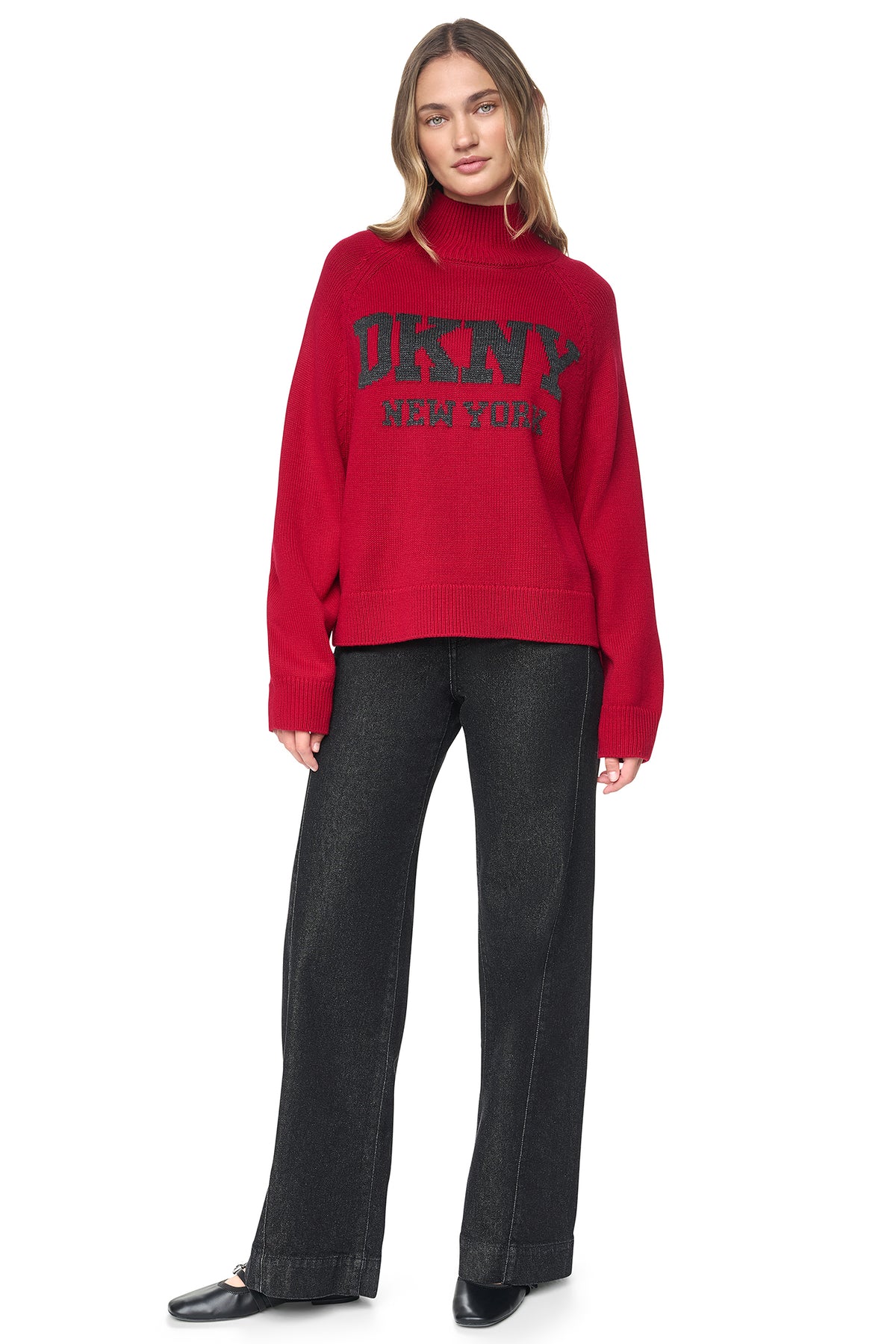 OVERSIZED MOCK NECK LOGO SWEATER VIEW 2
