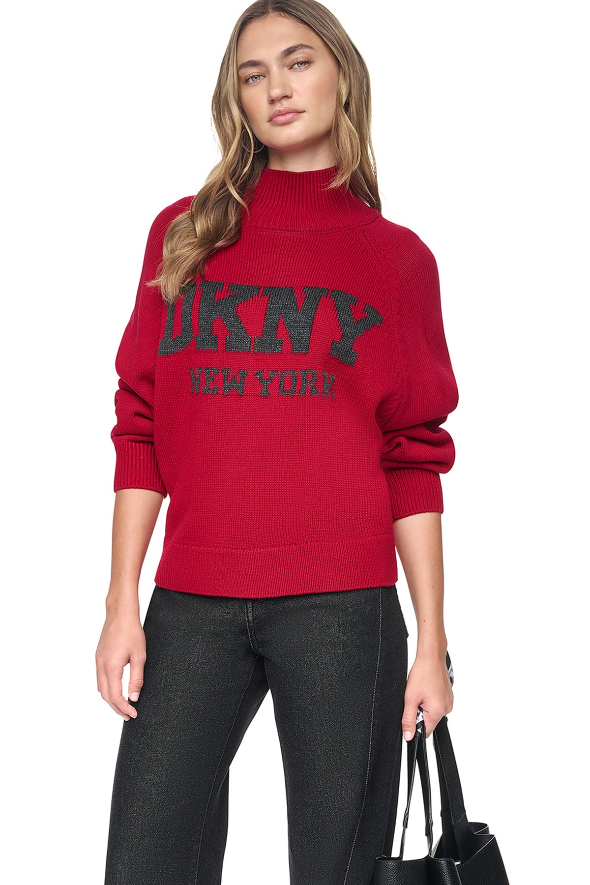 OVERSIZED MOCK NECK LOGO SWEATER VIEW 1