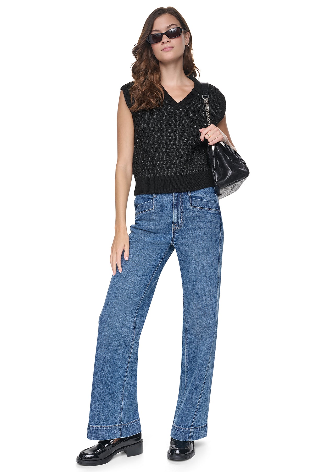 SEQUIN POLO SWEATER VEST VIEW 2