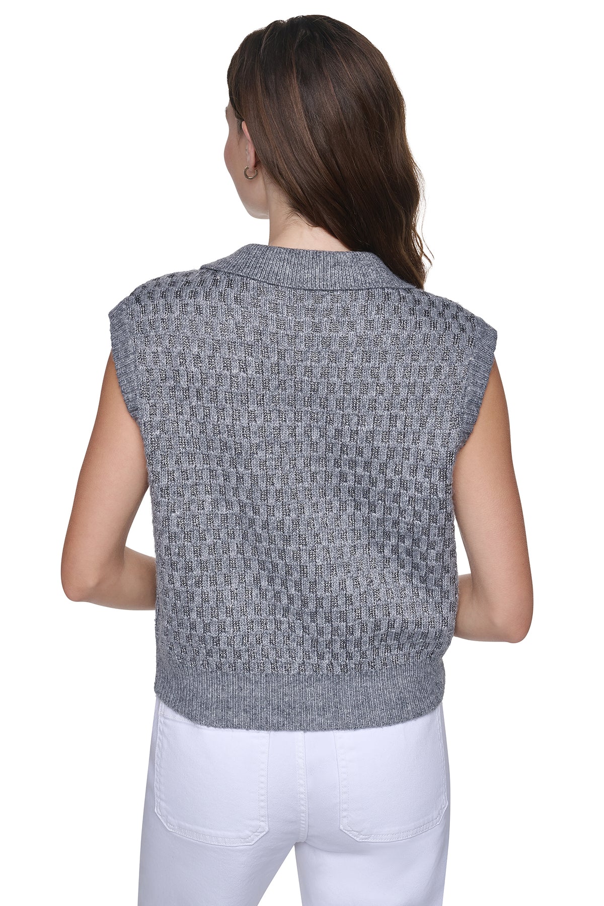 SEQUIN POLO SWEATER VEST VIEW 2