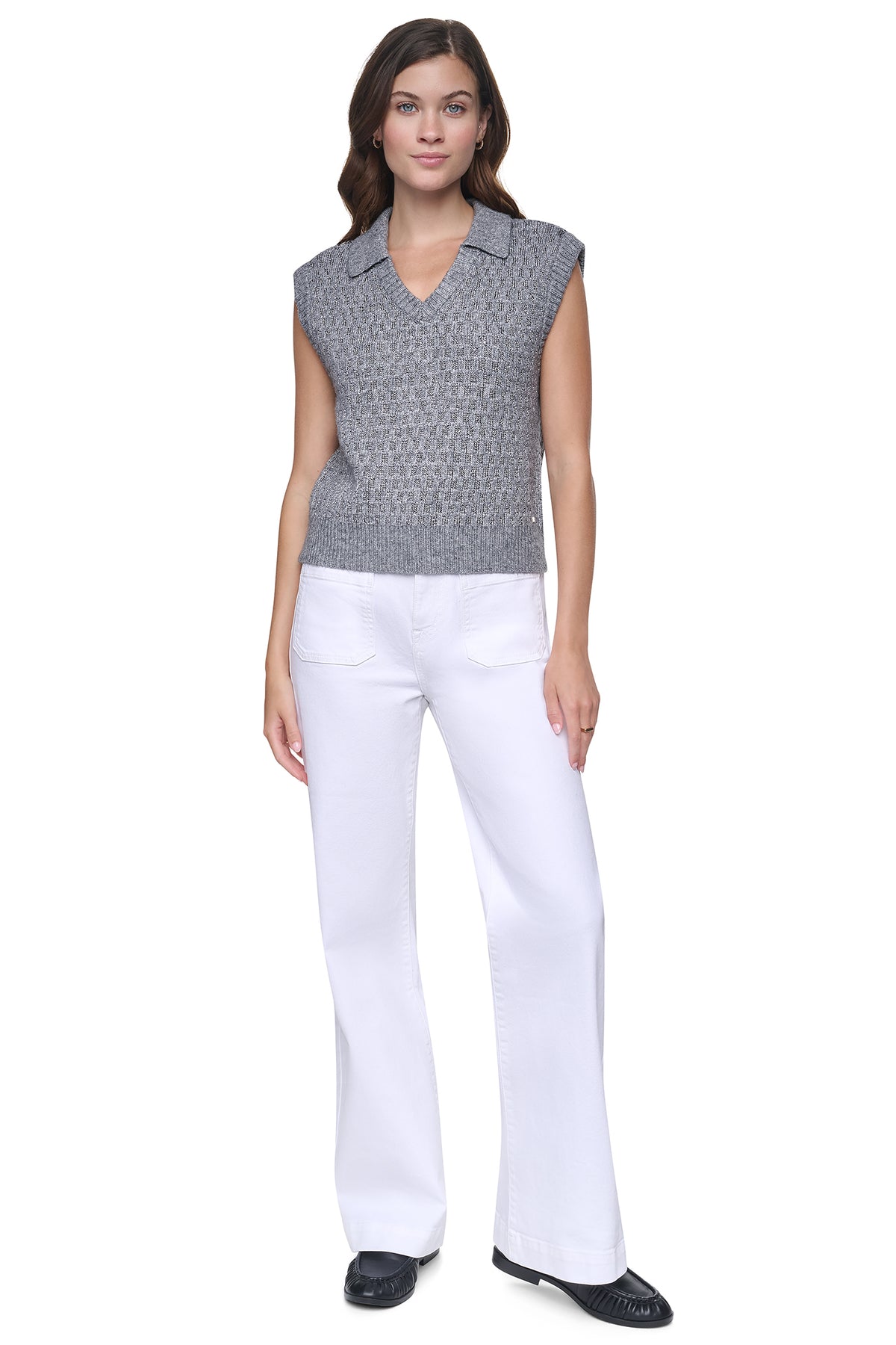 SEQUIN POLO SWEATER VEST VIEW 2