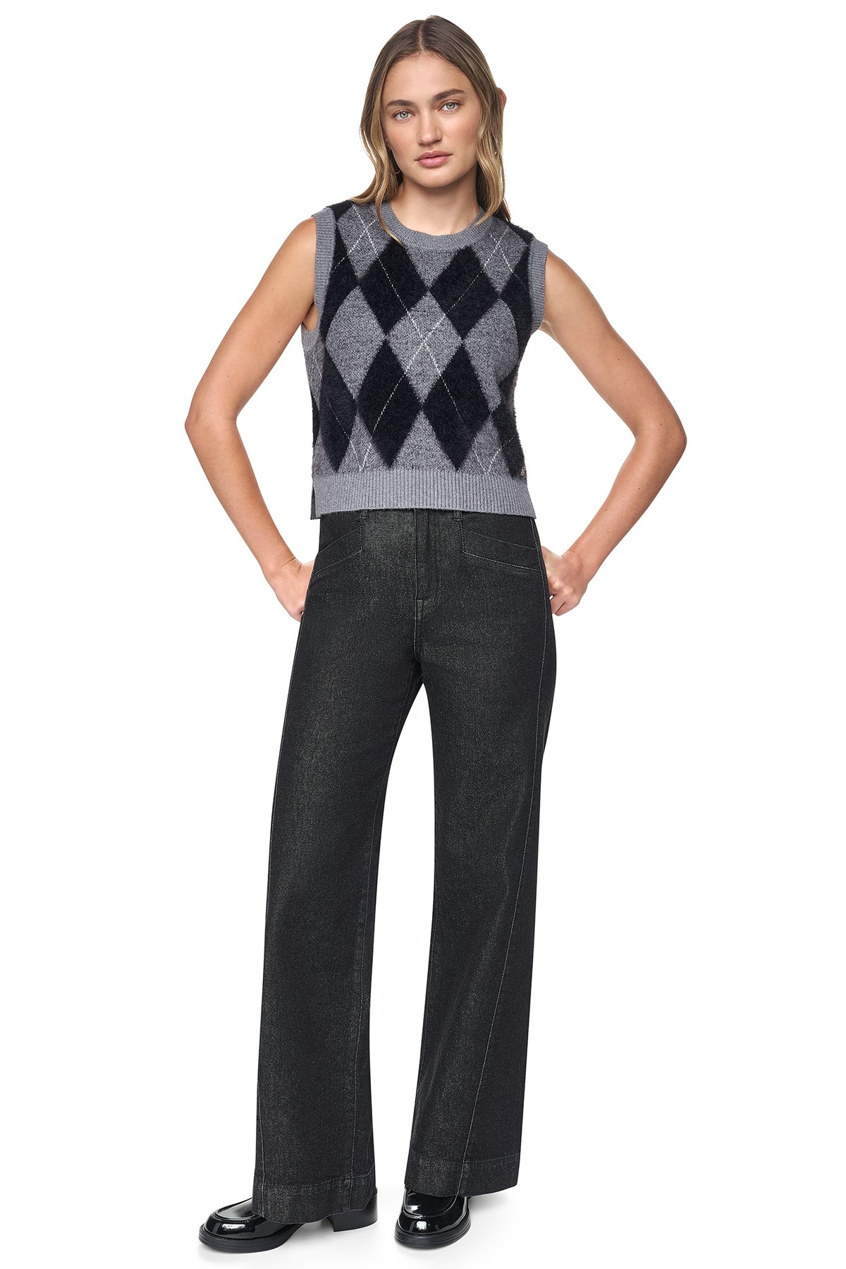 FUZZY ARGYLE SWEATER VEST VIEW 2