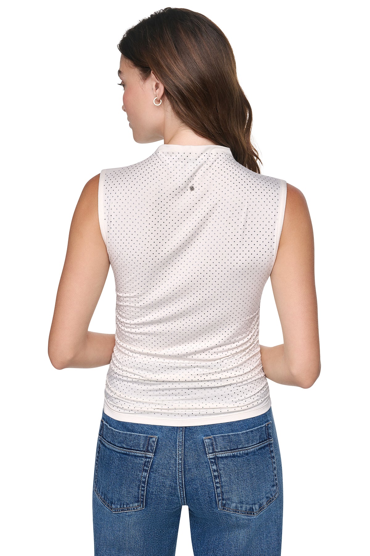 RHINESTONE RUCHED SLEEVELESS TOP VIEW 2