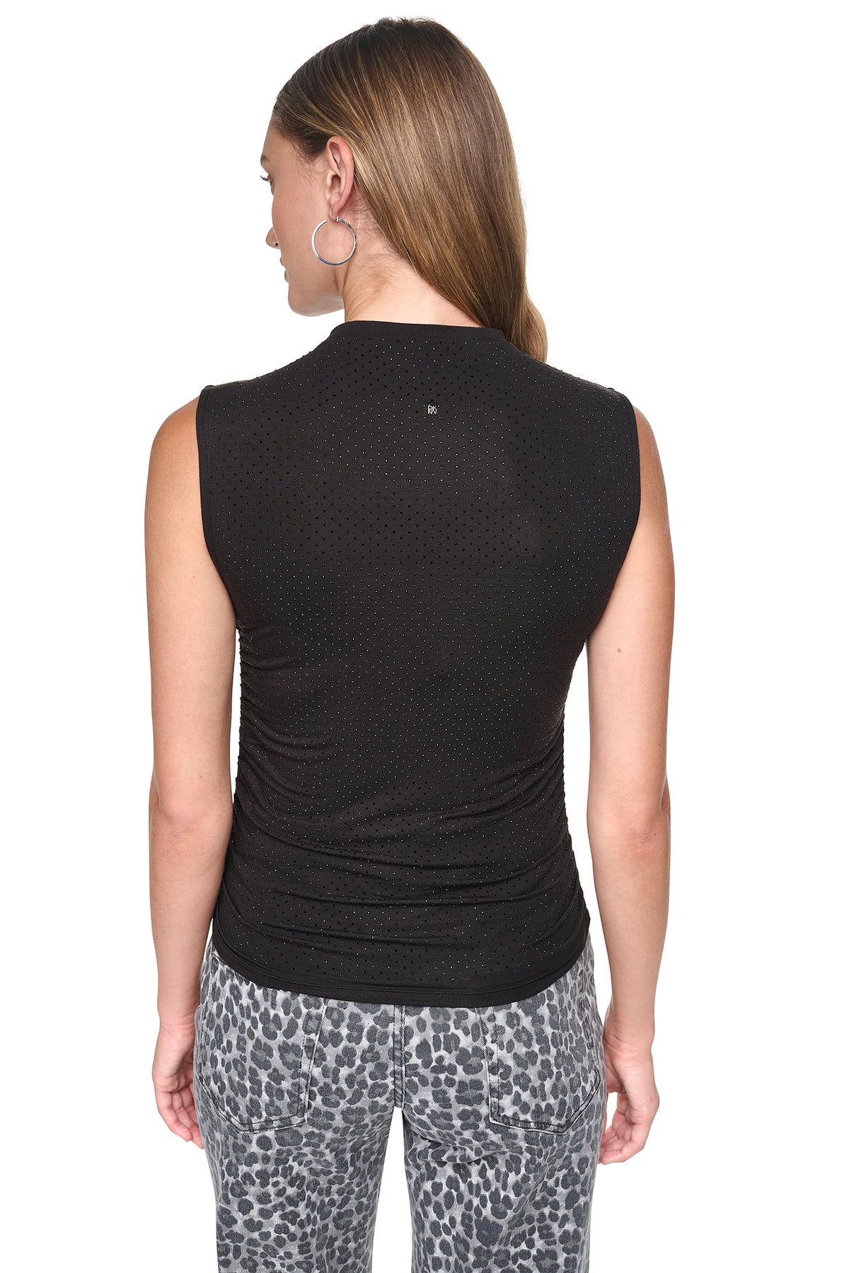 RHINESTONE RUCHED SLEEVELESS TOP VIEW 2