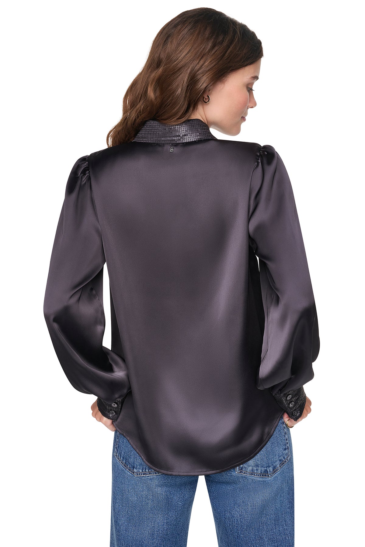 MATTE SATIN PUFF SLEEVE SHIRT VIEW 2