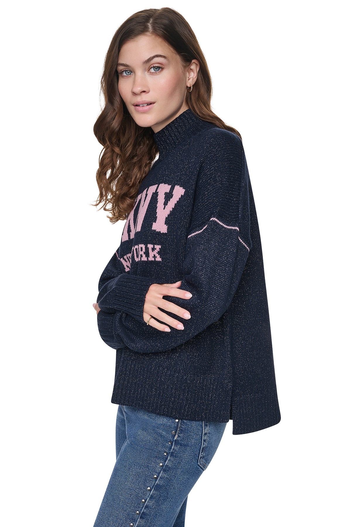 LOGO TURTLENECK HIGH LOW SWEATER VIEW 2