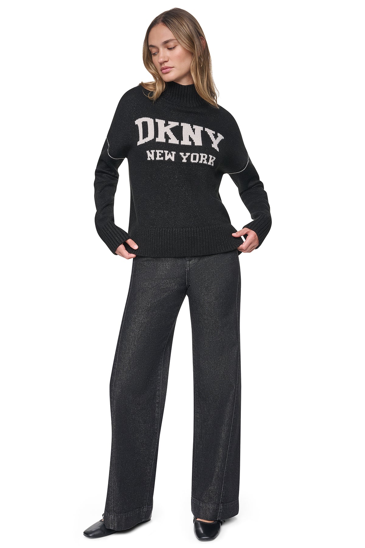 LOGO TURTLENECK HIGH LOW SWEATER VIEW 2