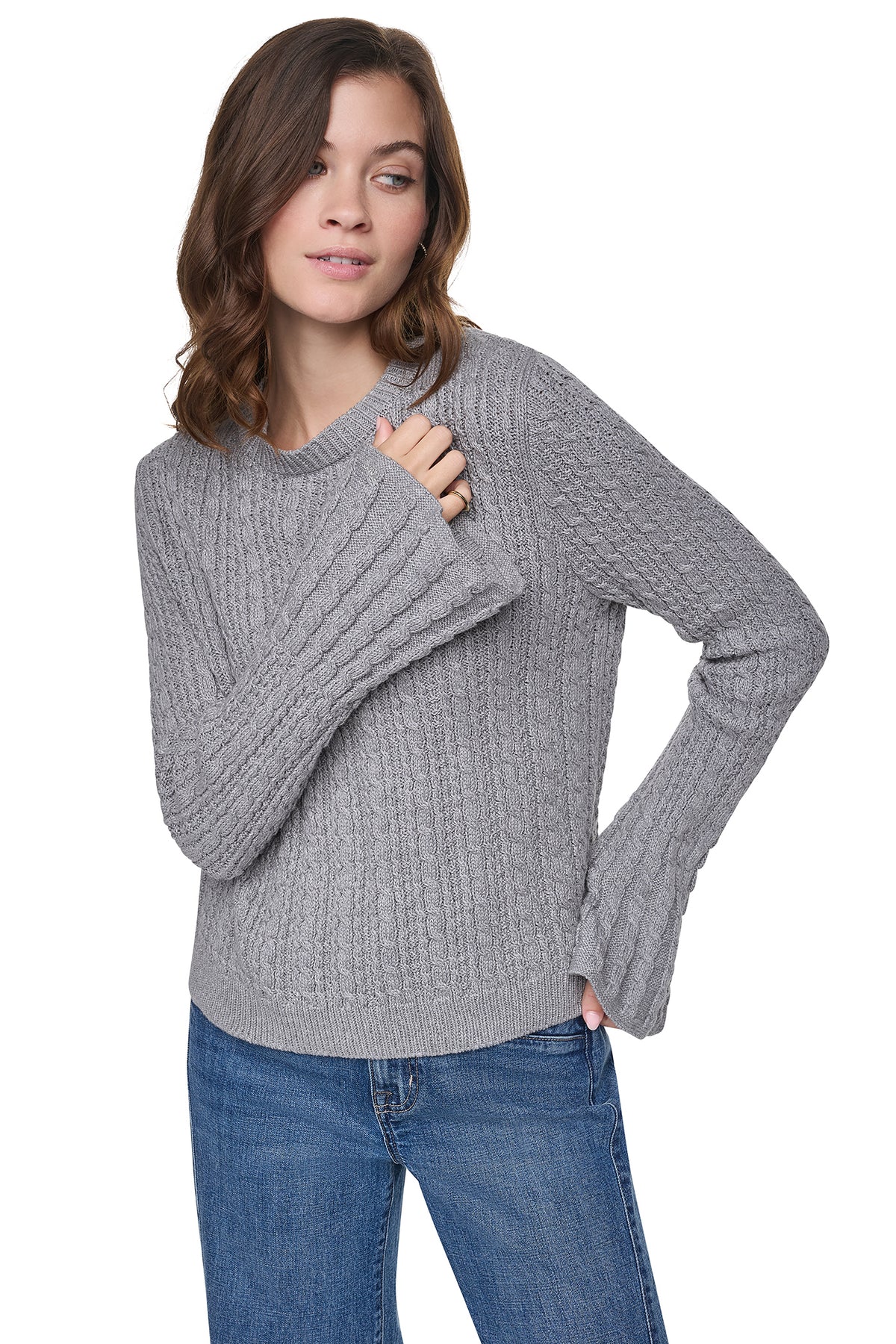 BELL CUFF CABLE SWEATER VIEW 2