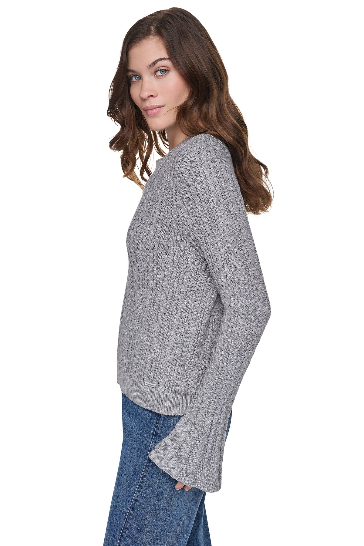BELL CUFF CABLE SWEATER VIEW 2