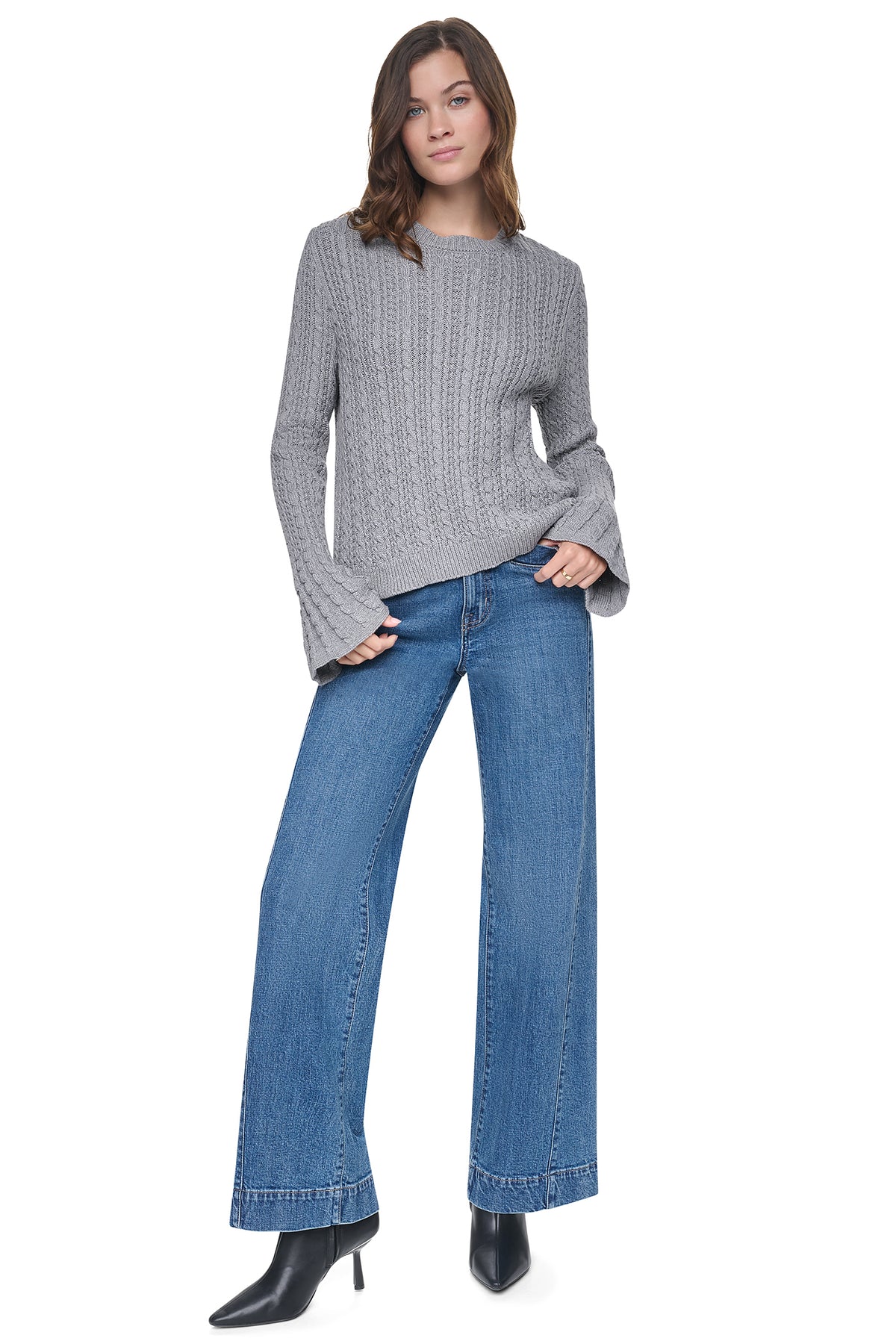 BELL CUFF CABLE SWEATER VIEW 2