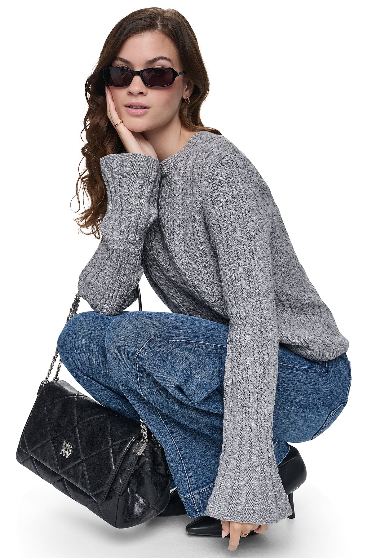 BELL CUFF CABLE SWEATER VIEW 2