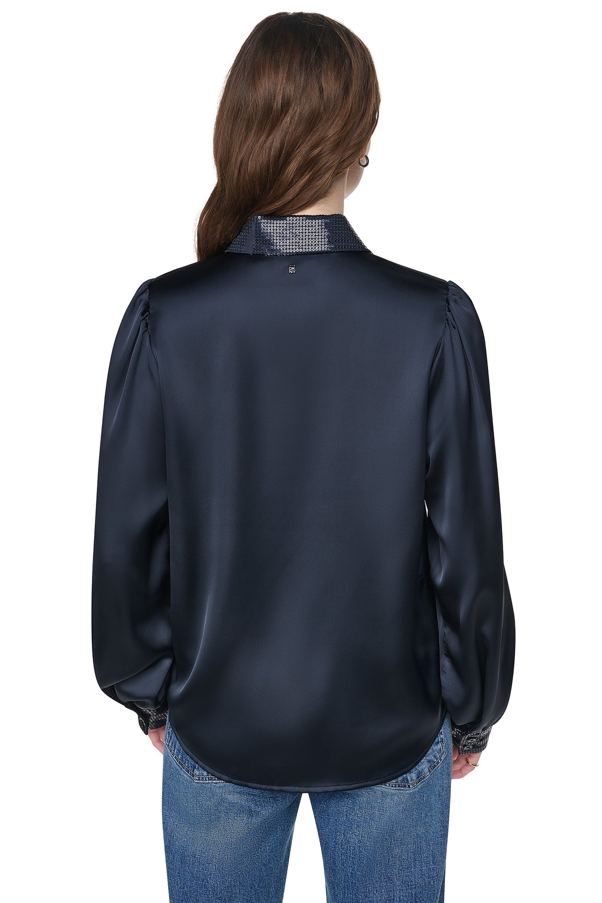 MATTE SATIN PUFF SLEEVE SHIRT VIEW 2
