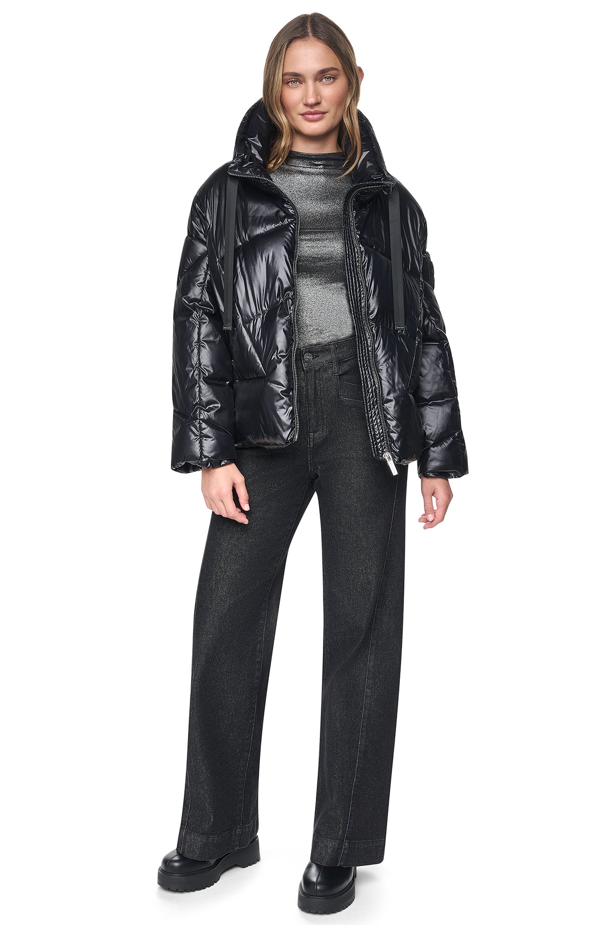 QUILTED MOCK NECK PUFFER JACKET VIEW 2