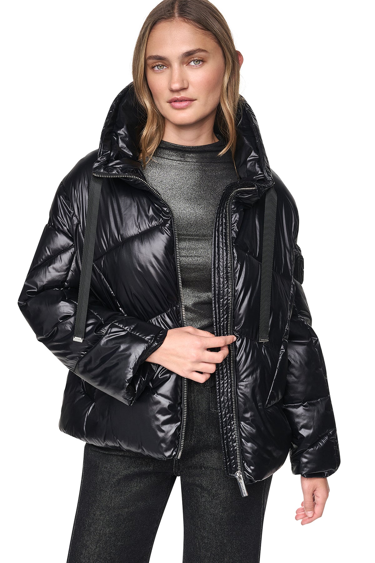 QUILTED MOCK NECK PUFFER JACKET VIEW 1