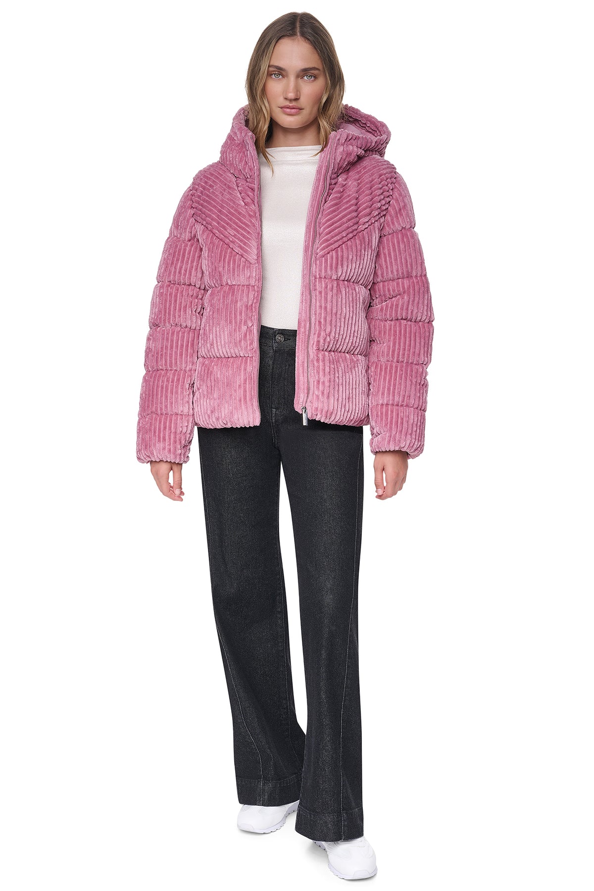 HOODED CORDUROY PUFFER JACKET VIEW 2