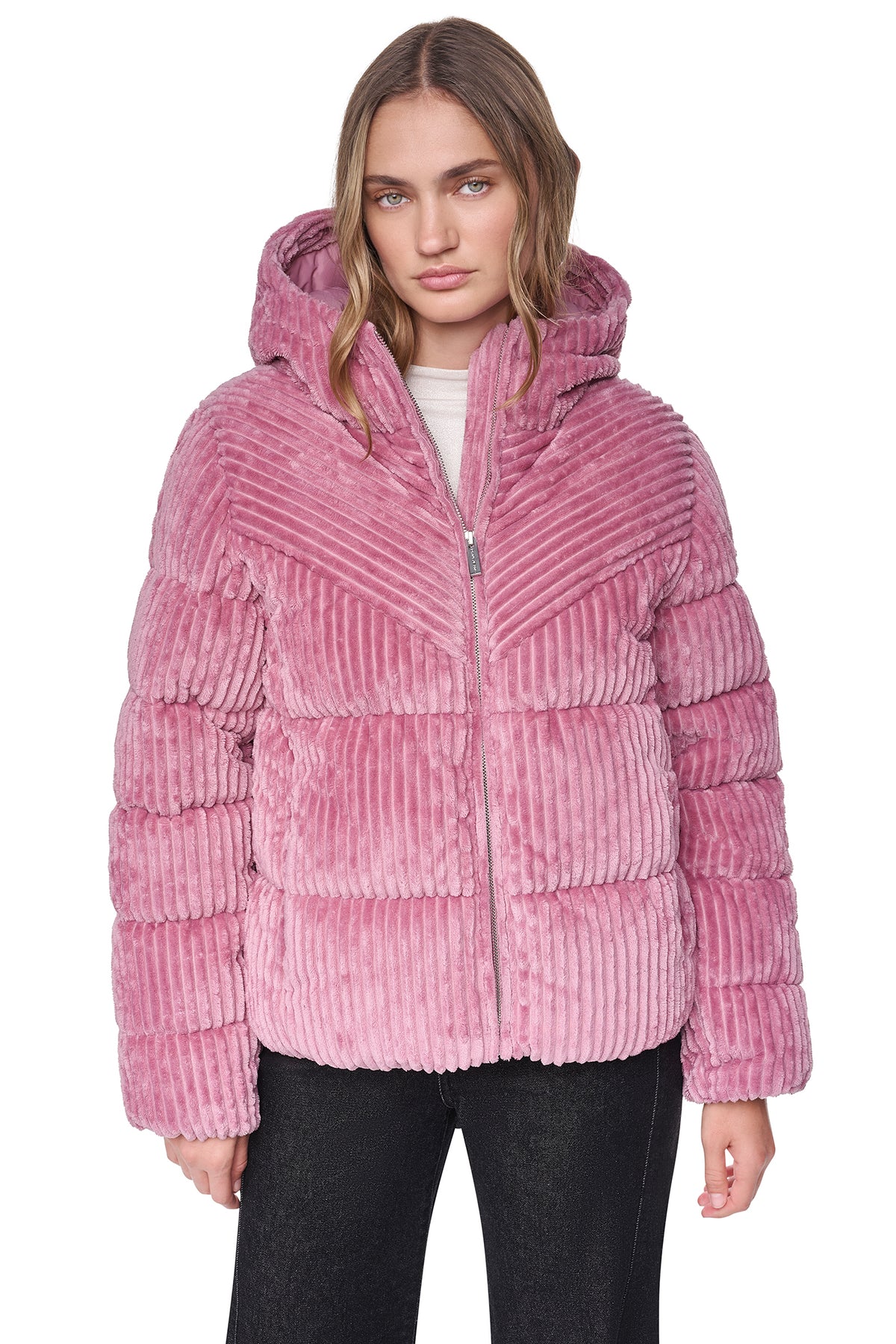HOODED CORDUROY PUFFER JACKET VIEW 1