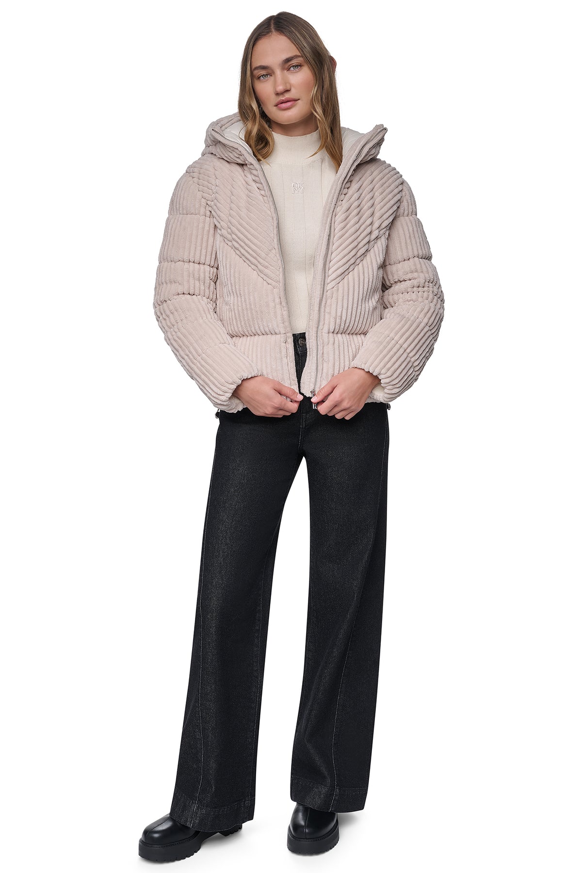 HOODED CORDUROY PUFFER JACKET VIEW 2
