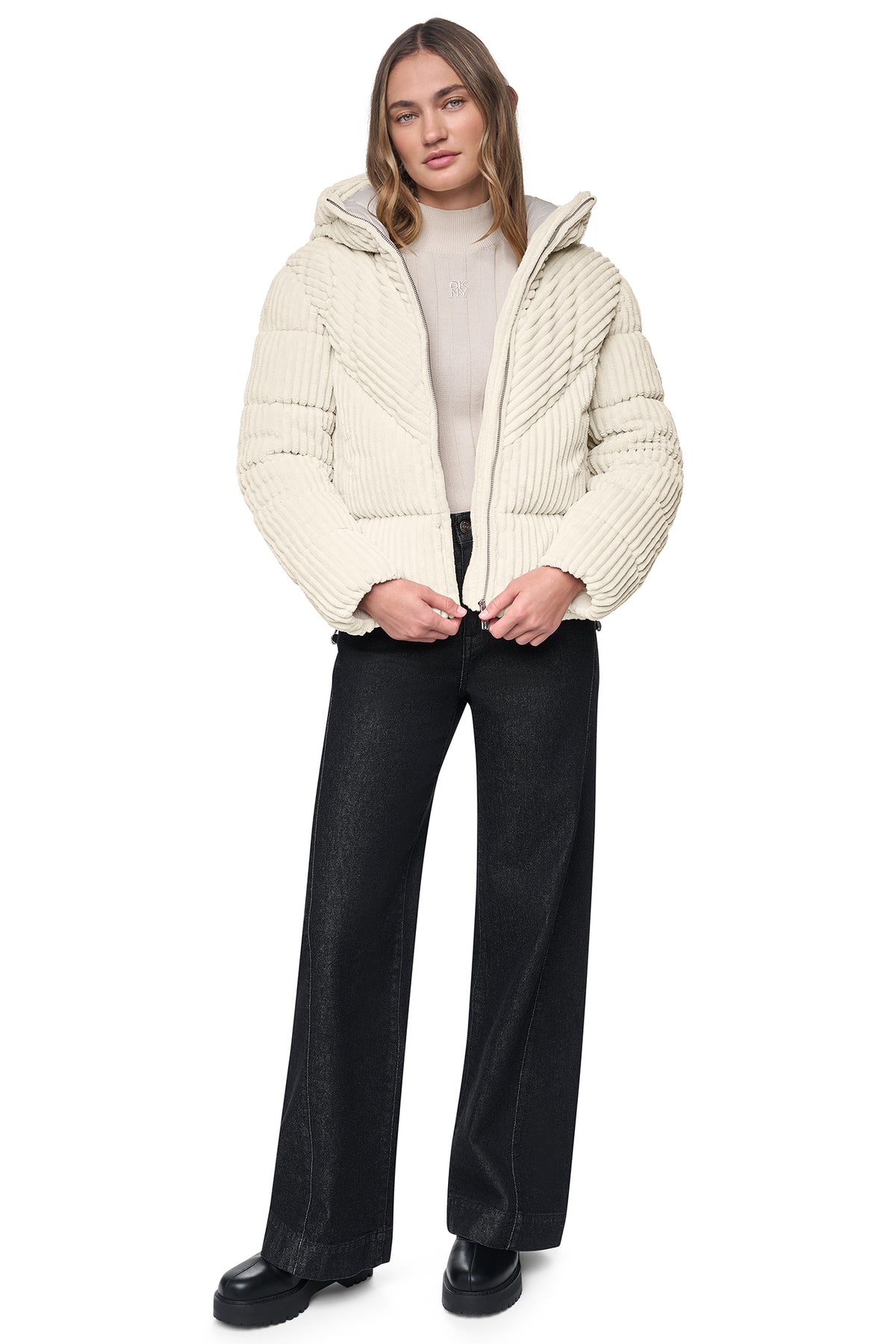 HOODED CORDUROY PUFFER JACKET VIEW 2