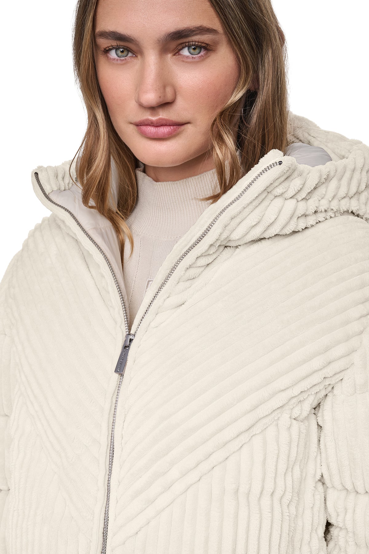 HOODED CORDUROY PUFFER JACKET VIEW 2