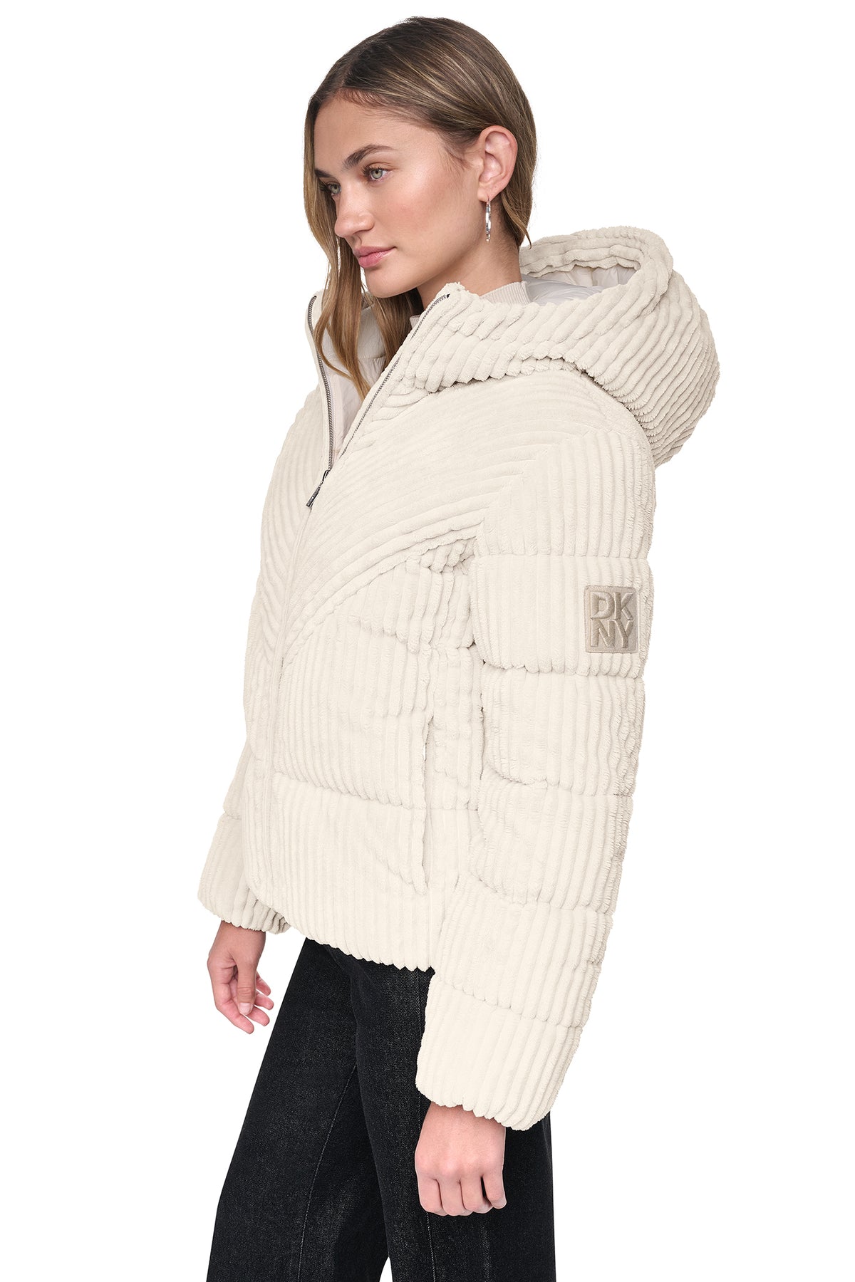 HOODED CORDUROY PUFFER JACKET VIEW 2