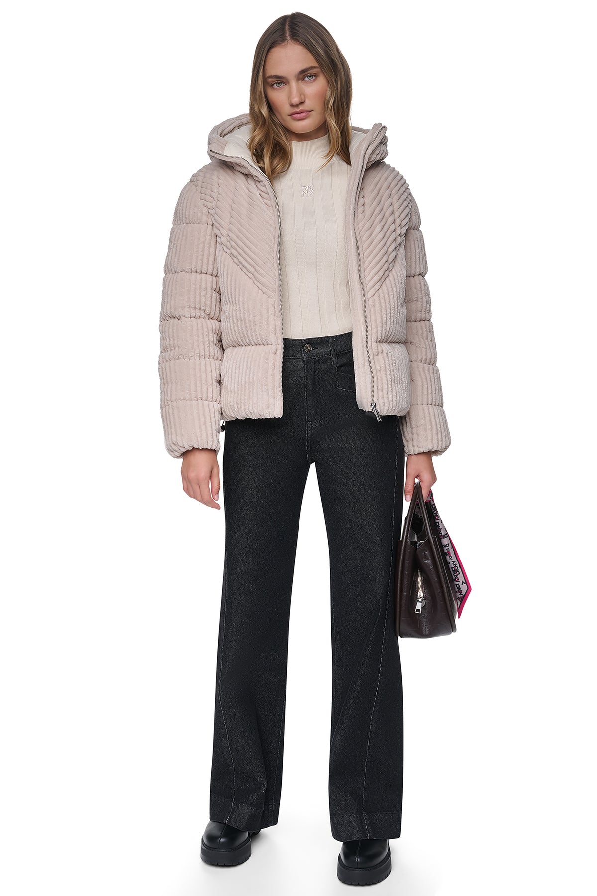 HOODED CORDUROY PUFFER JACKET VIEW 2