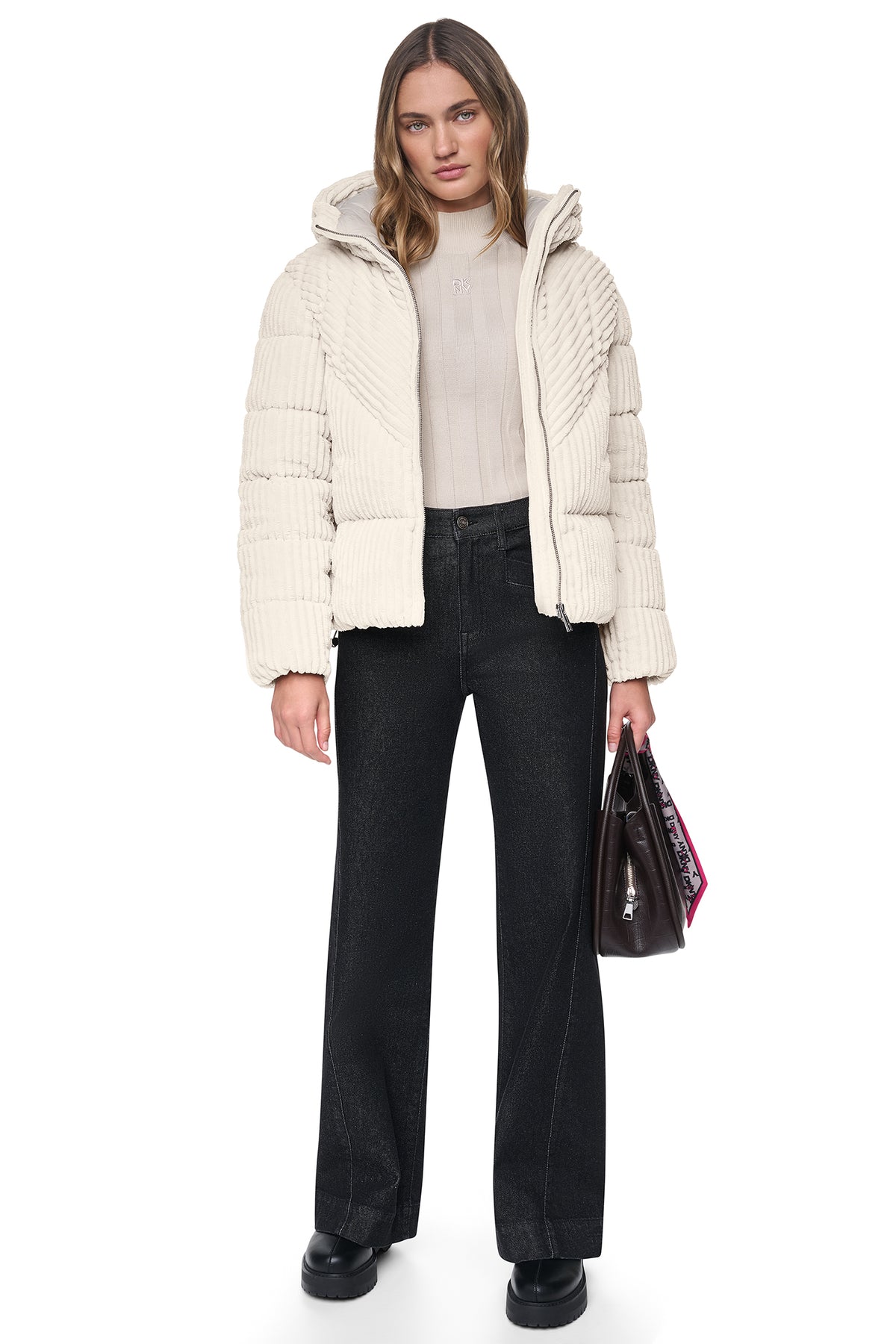 HOODED CORDUROY PUFFER JACKET VIEW 2