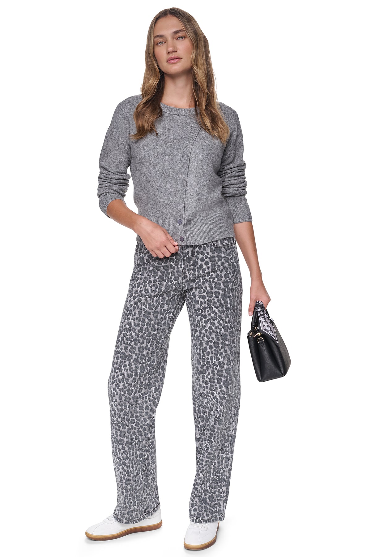 MID-RISE RHINESTUD RELAXED STRAIGHT JEAN View 1 | Clothing