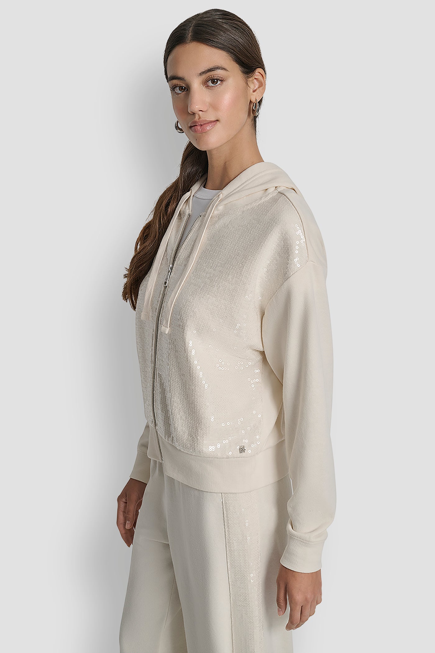 SEQUIN ZIP FRONT HOODIE VIEW 3 | New Arrivals