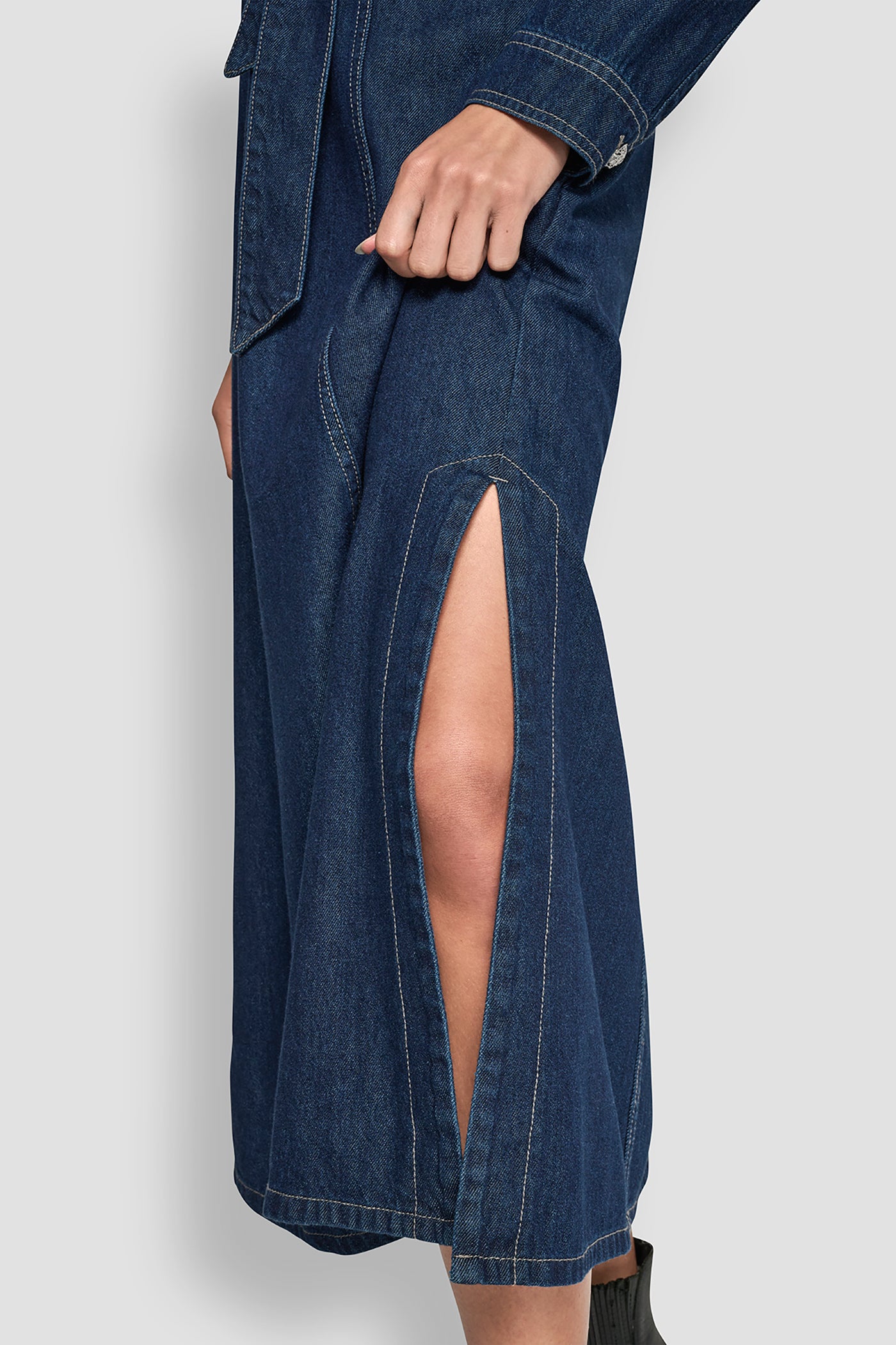 SELF BELT MAXI DRESS WITH SIDE SLITS VIEW 3 | Dresses Under $100