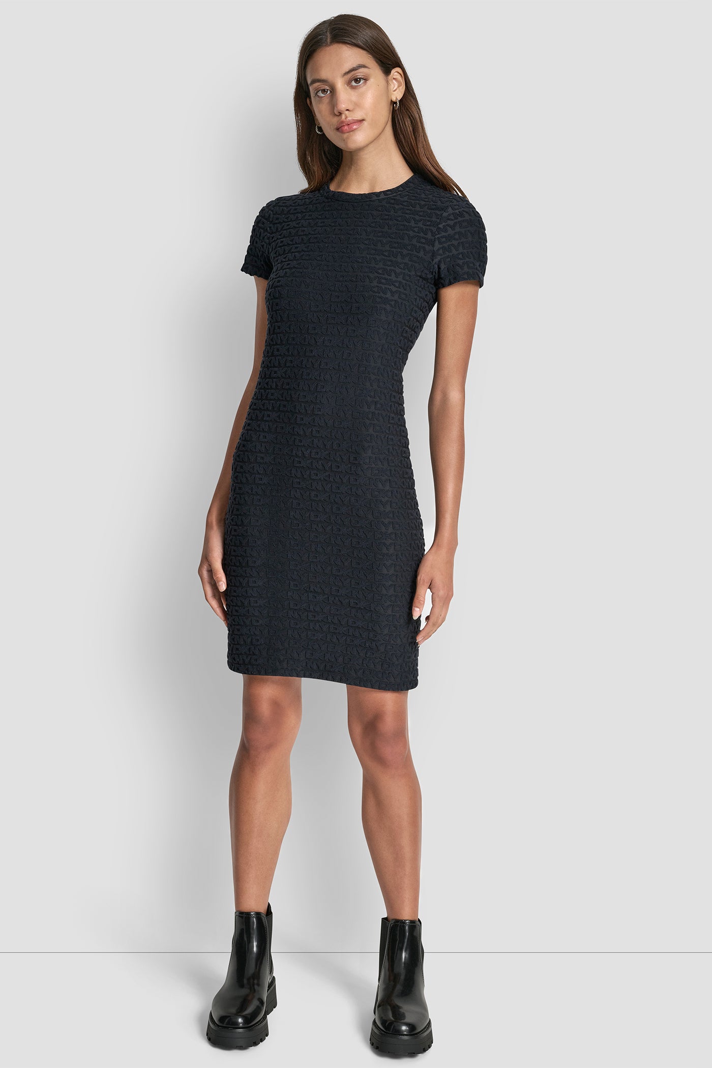 LOGO JACQUARD CREW NECK DRESS VIEW 3 | SALE CLOTHING