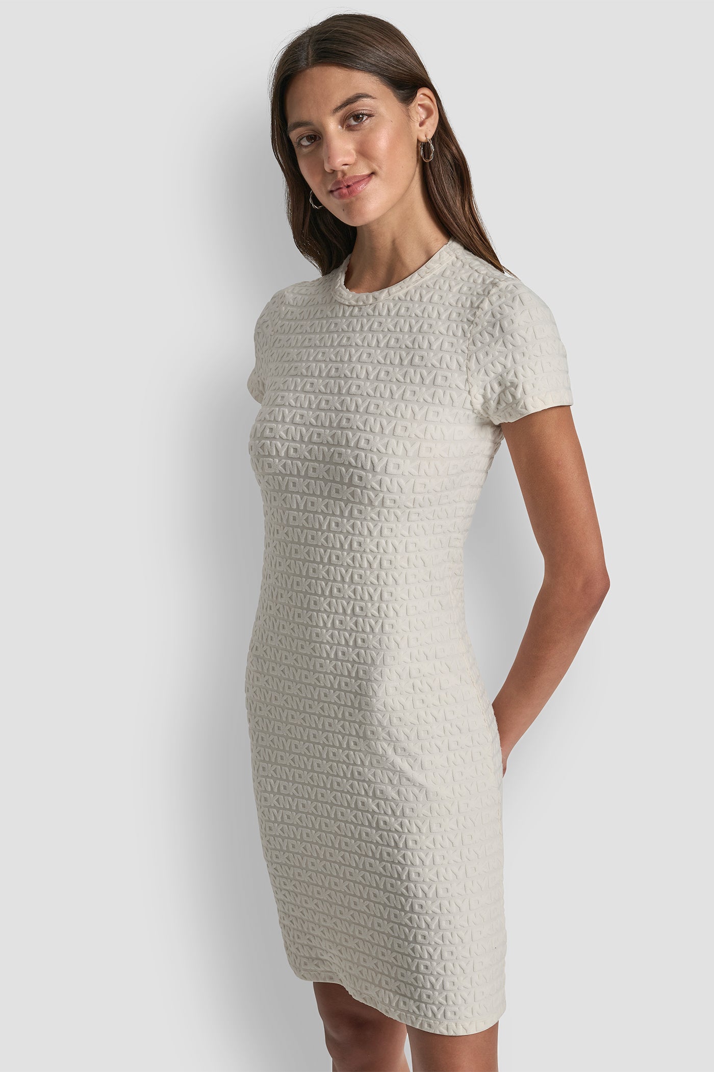 LOGO JACQUARD CREW NECK DRESS VIEW 3 | SALE CLOTHING