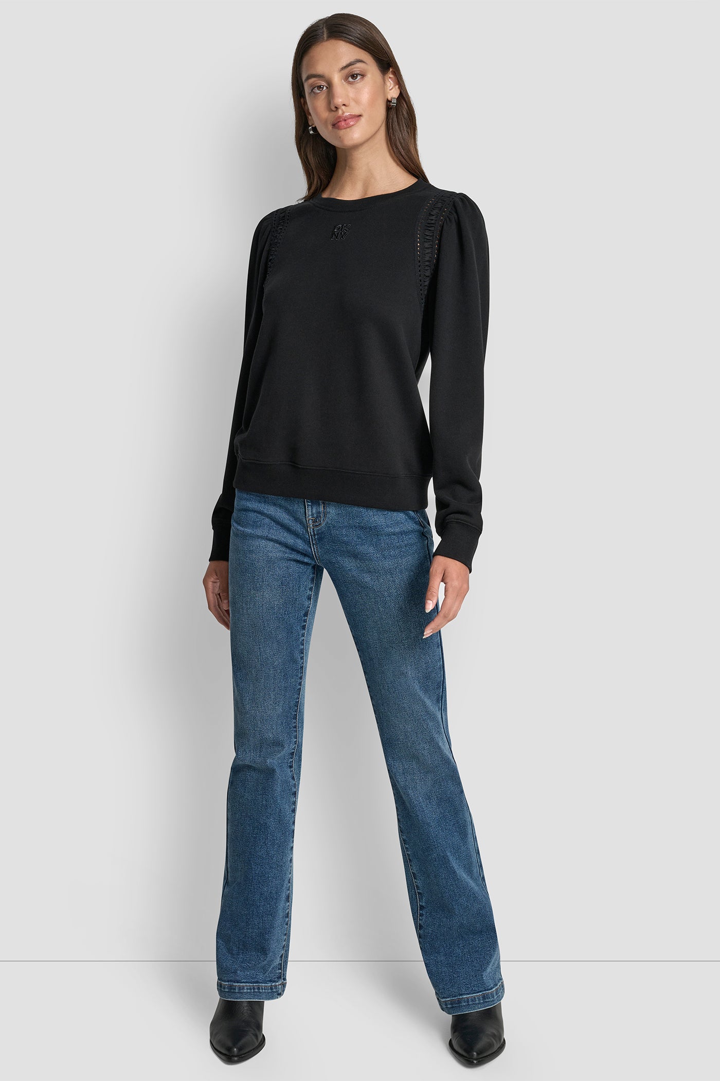 LACE DETAIL PUFF SLEEVE SWEATSHIRT VIEW 4 | Clothing