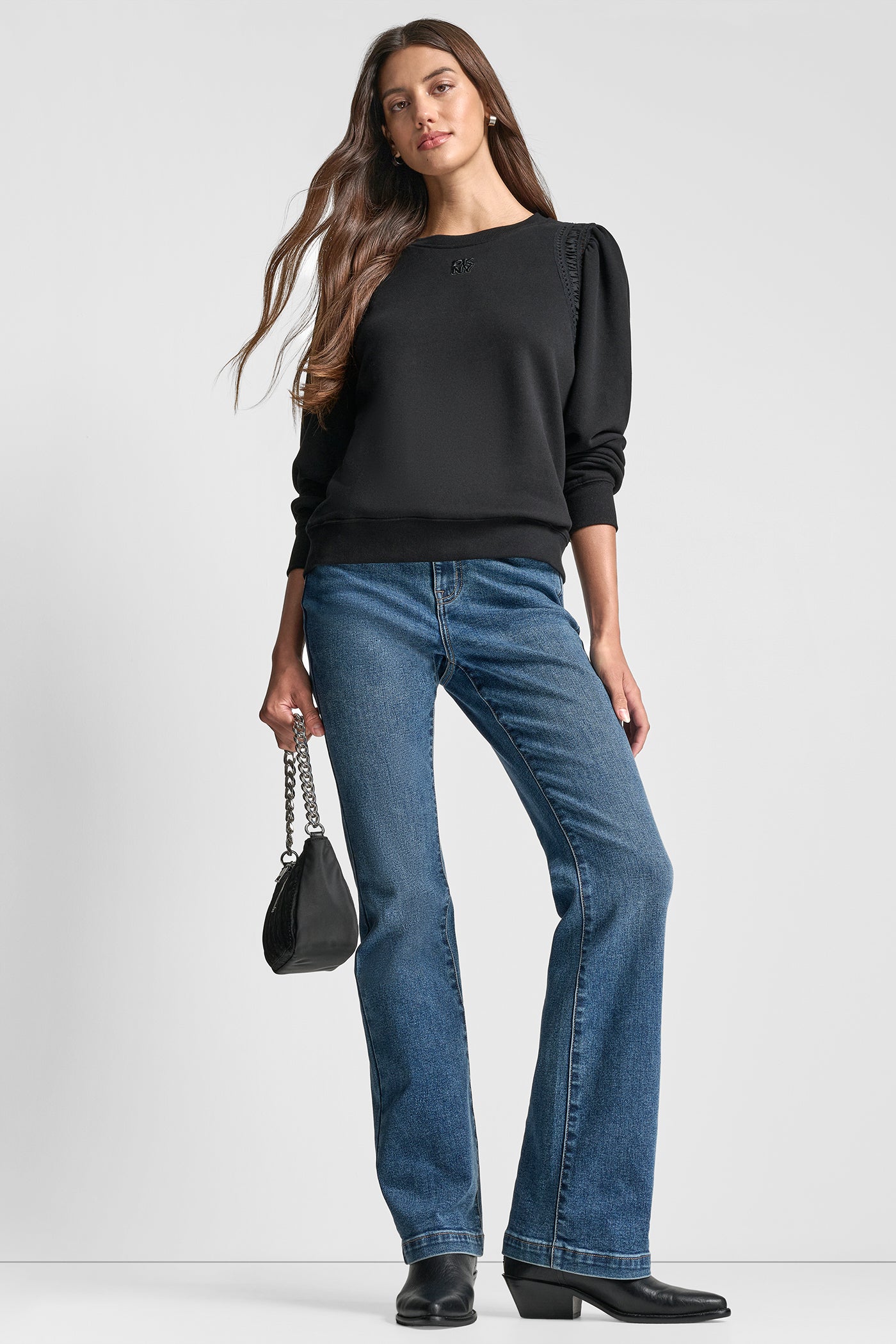 LACE DETAIL PUFF SLEEVE SWEATSHIRT VIEW 6 | Clothing