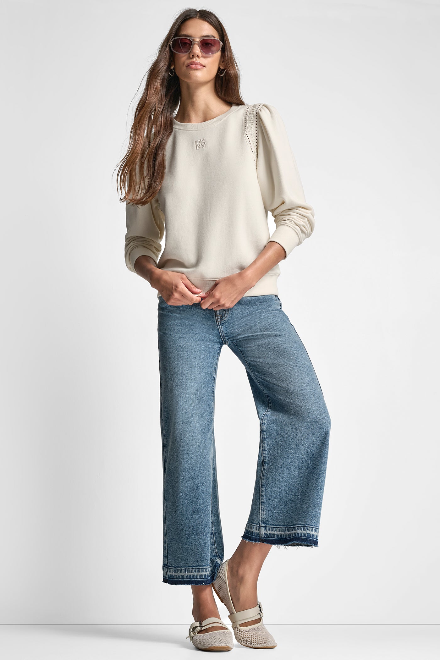 LACE DETAIL PUFF SLEEVE SWEATSHIRT VIEW 6 | SALE CLOTHING