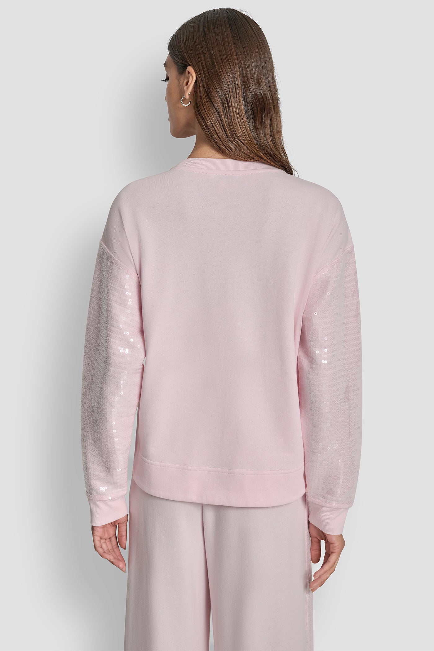 PINK MOON SEQUINS LONG SLEEVE SWEATSHIRT, BACK VIEW | DKNY Promo