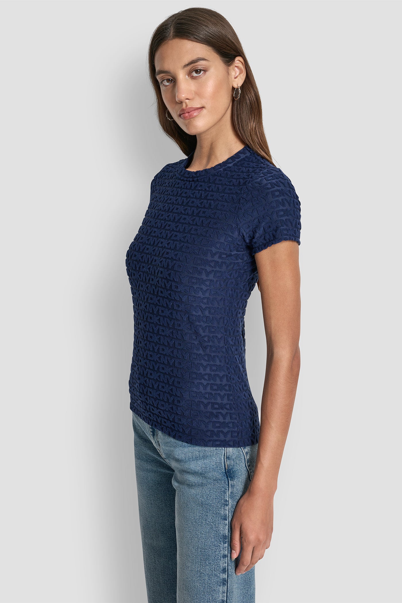 LOGO JACQUARD SHORT SLEEVE CREW NECK TEE VIEW 3 | Tees & Tanks