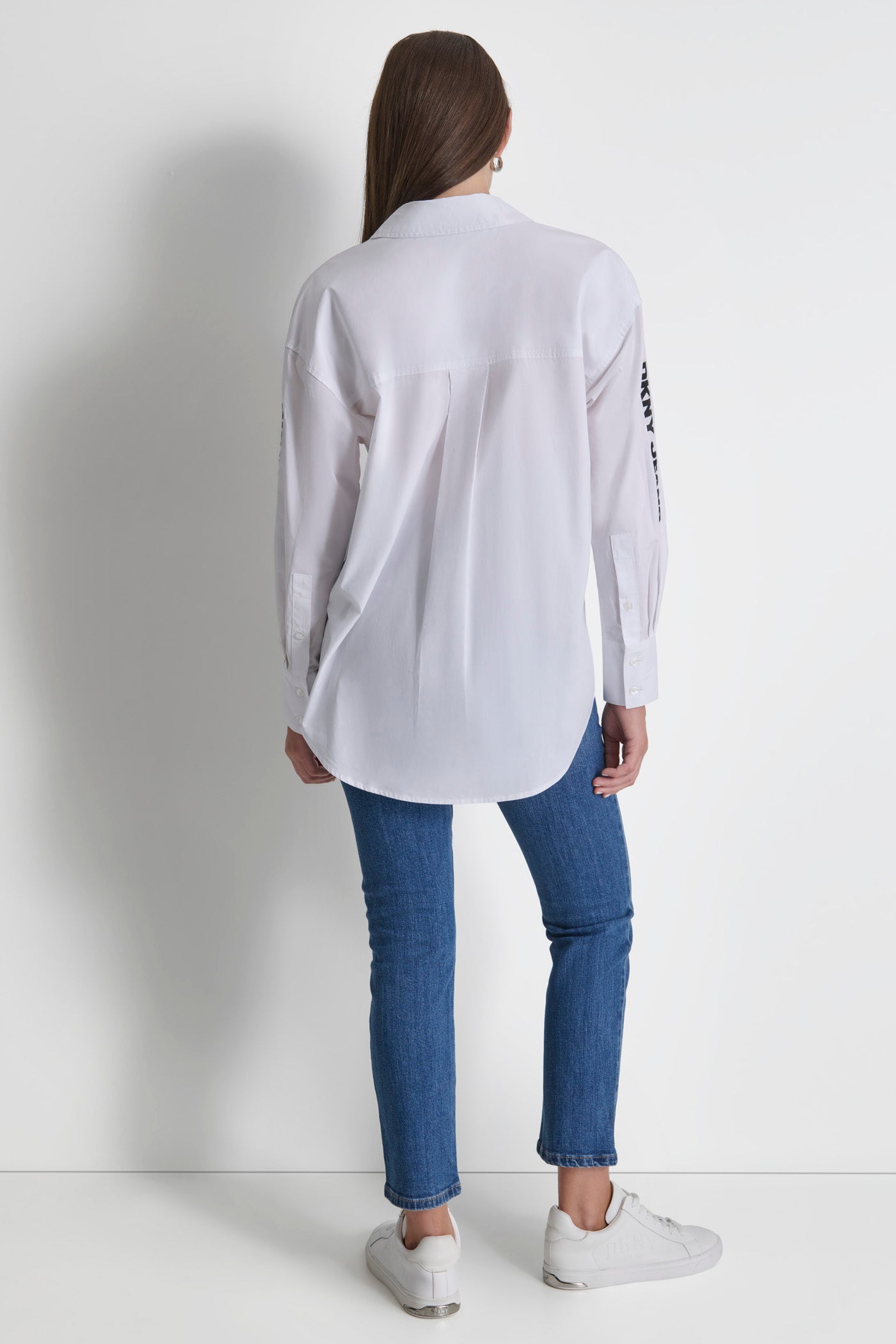 WHITE/BLACK POPLIN BUTTON DOWN, BACK VIEW | Not Clearance or Preorder