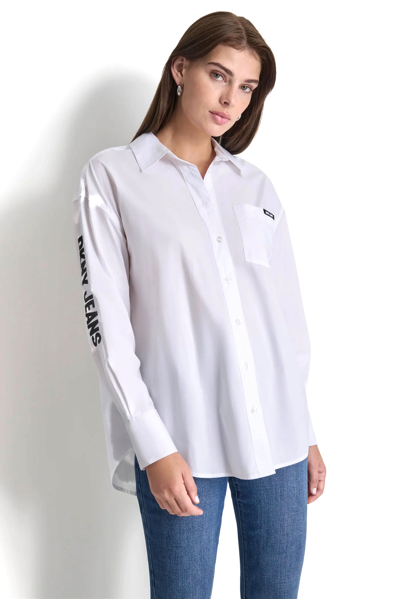 White POPLIN BUTTON DOWN, VIEW 2 | SALE