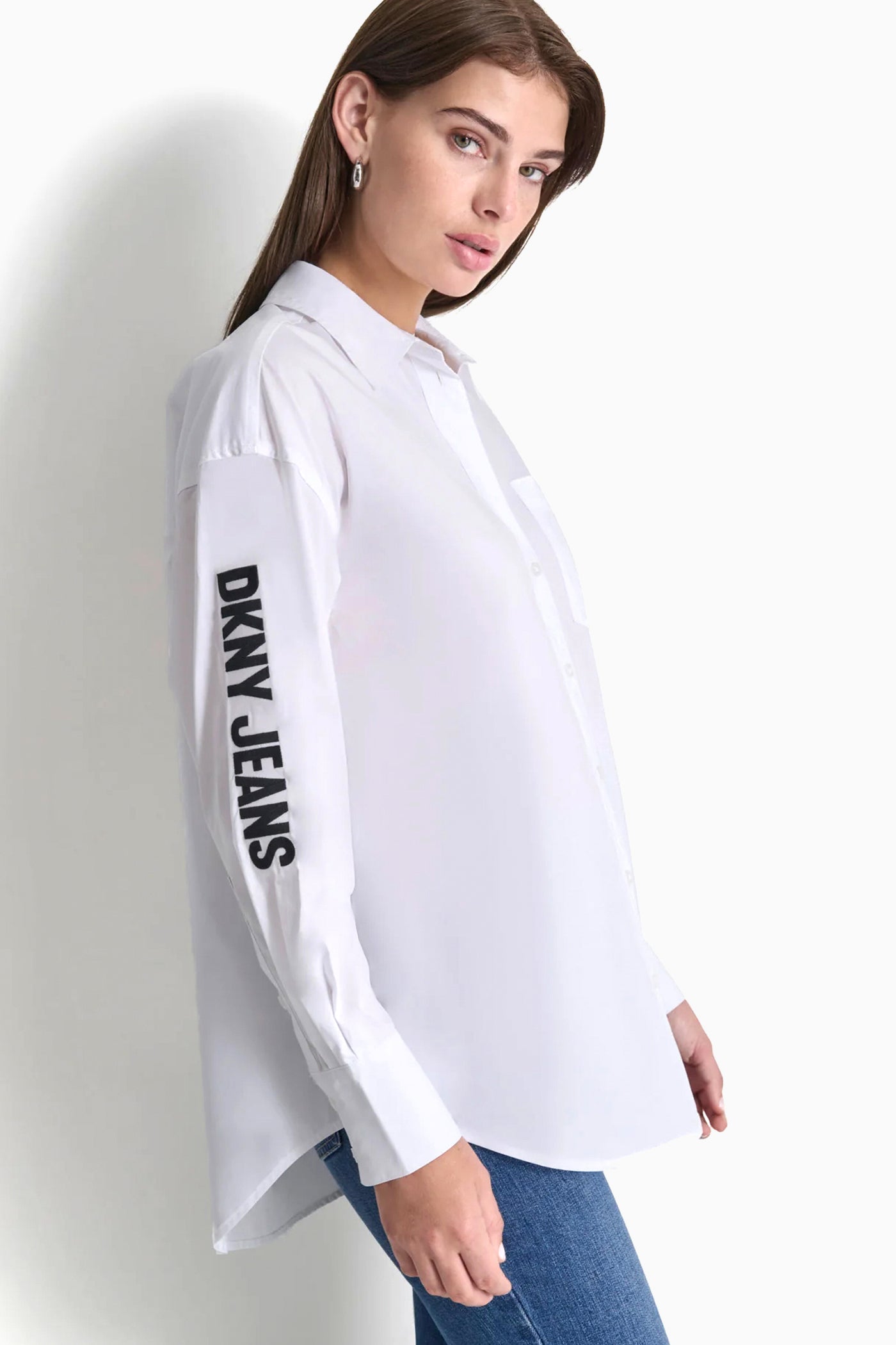 White POPLIN BUTTON DOWN, VIEW 1 | SALE