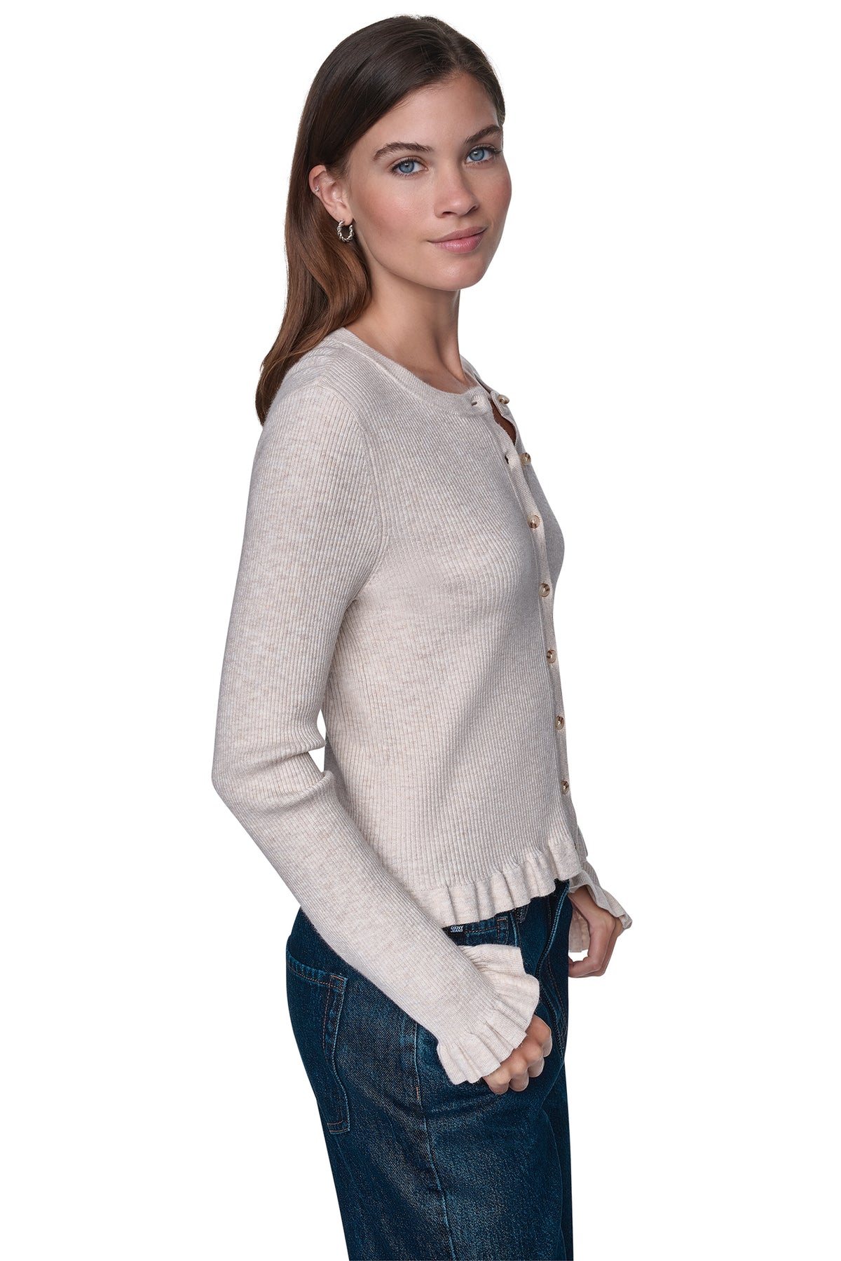RUFFLE HEM CARDIGAN VIEW 2
