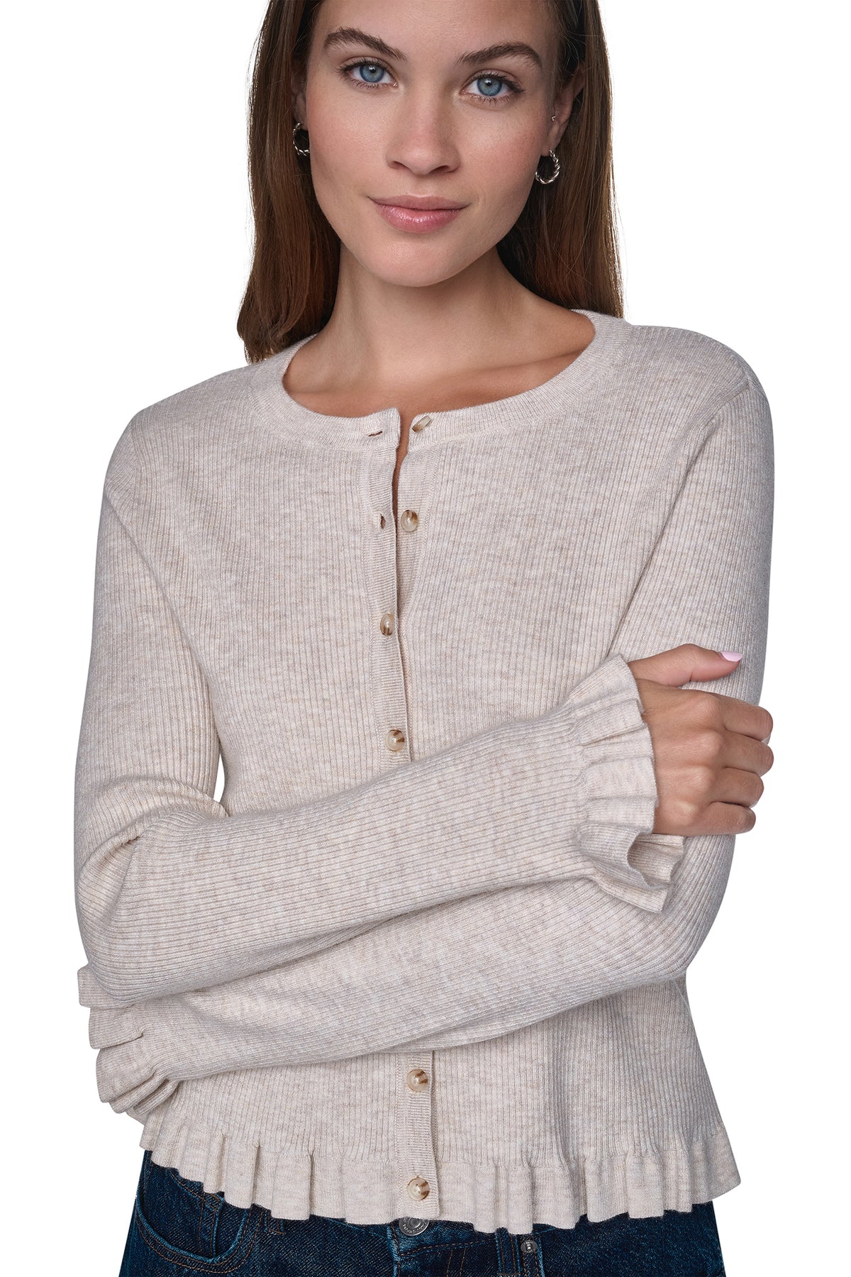 RUFFLE HEM CARDIGAN VIEW 1