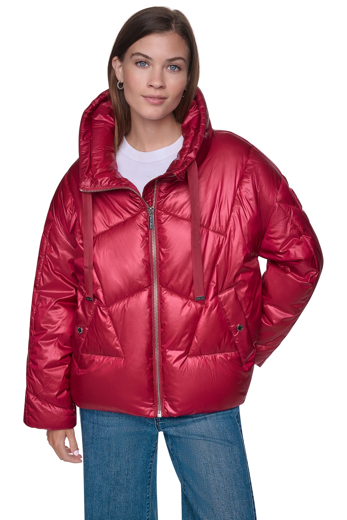 QUILTED MOCK NECK PUFFER JACKET VIEW 2