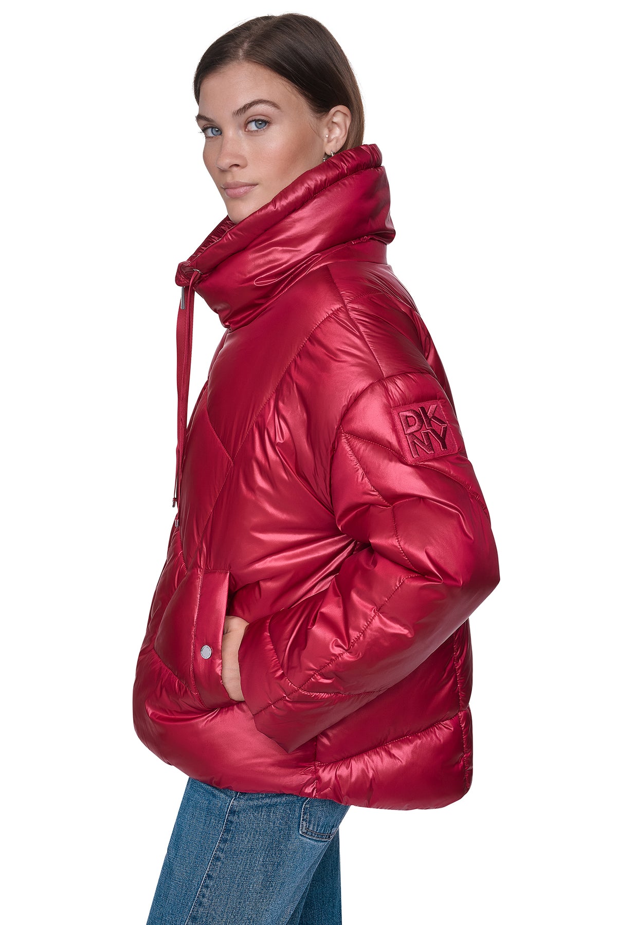 QUILTED MOCK NECK PUFFER JACKET VIEW 2
