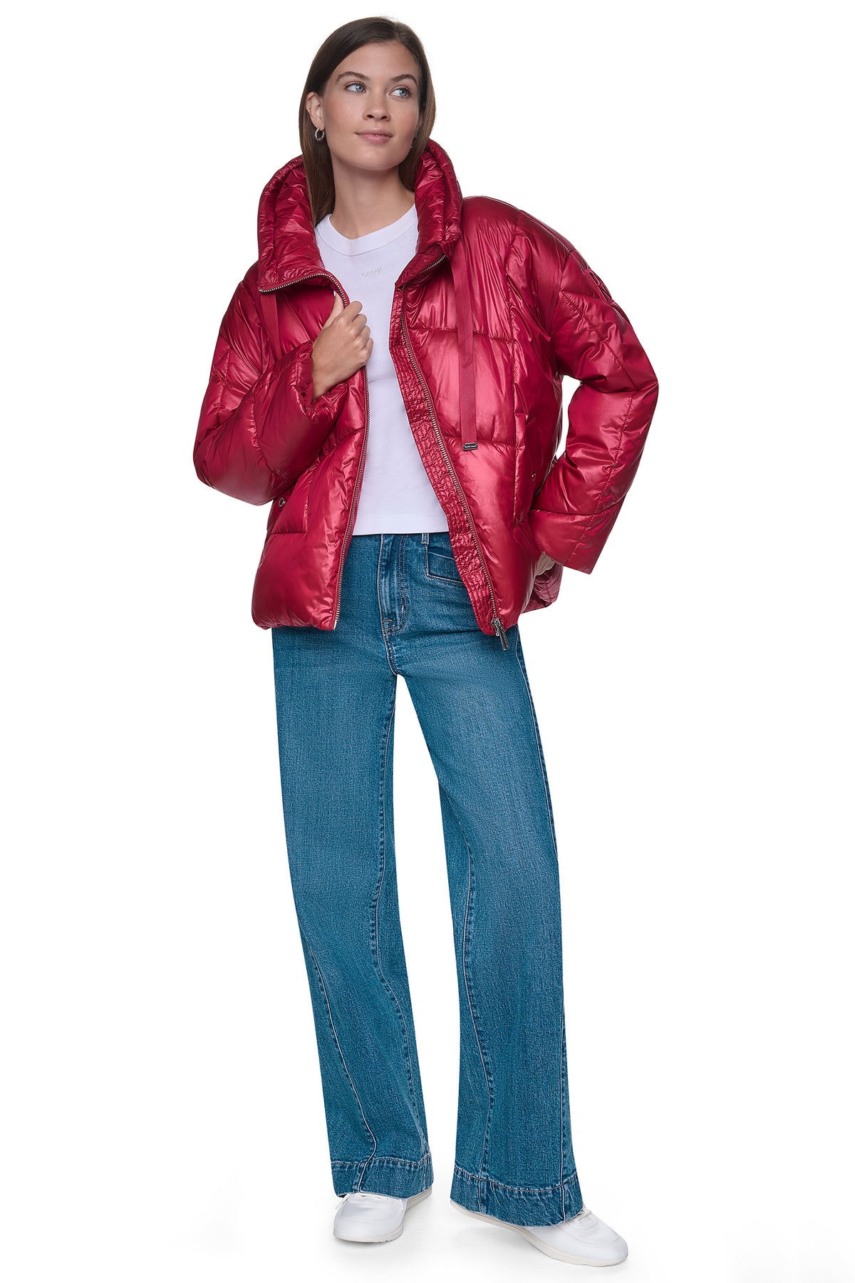 QUILTED MOCK NECK PUFFER JACKET VIEW 2